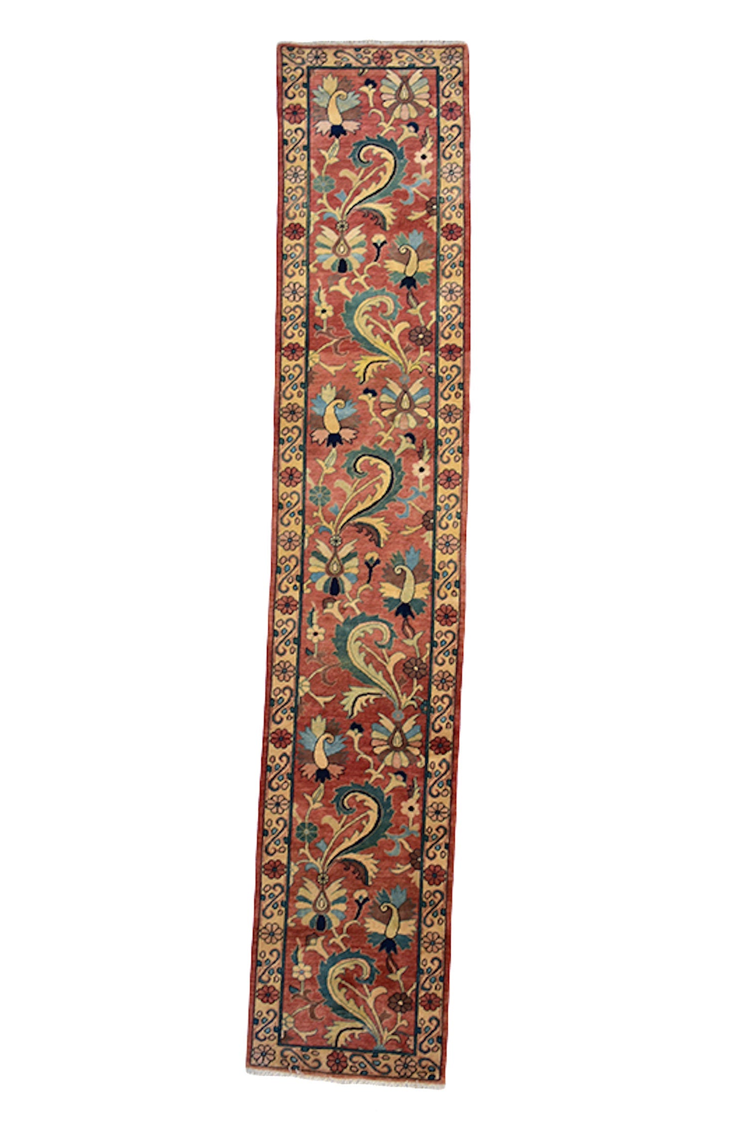 Kazak Pink Runner Rug 2 x 14 ft Long | Oriental Floral Designs | Turkish Hallway Runner | Wool Hand Knotted Rug