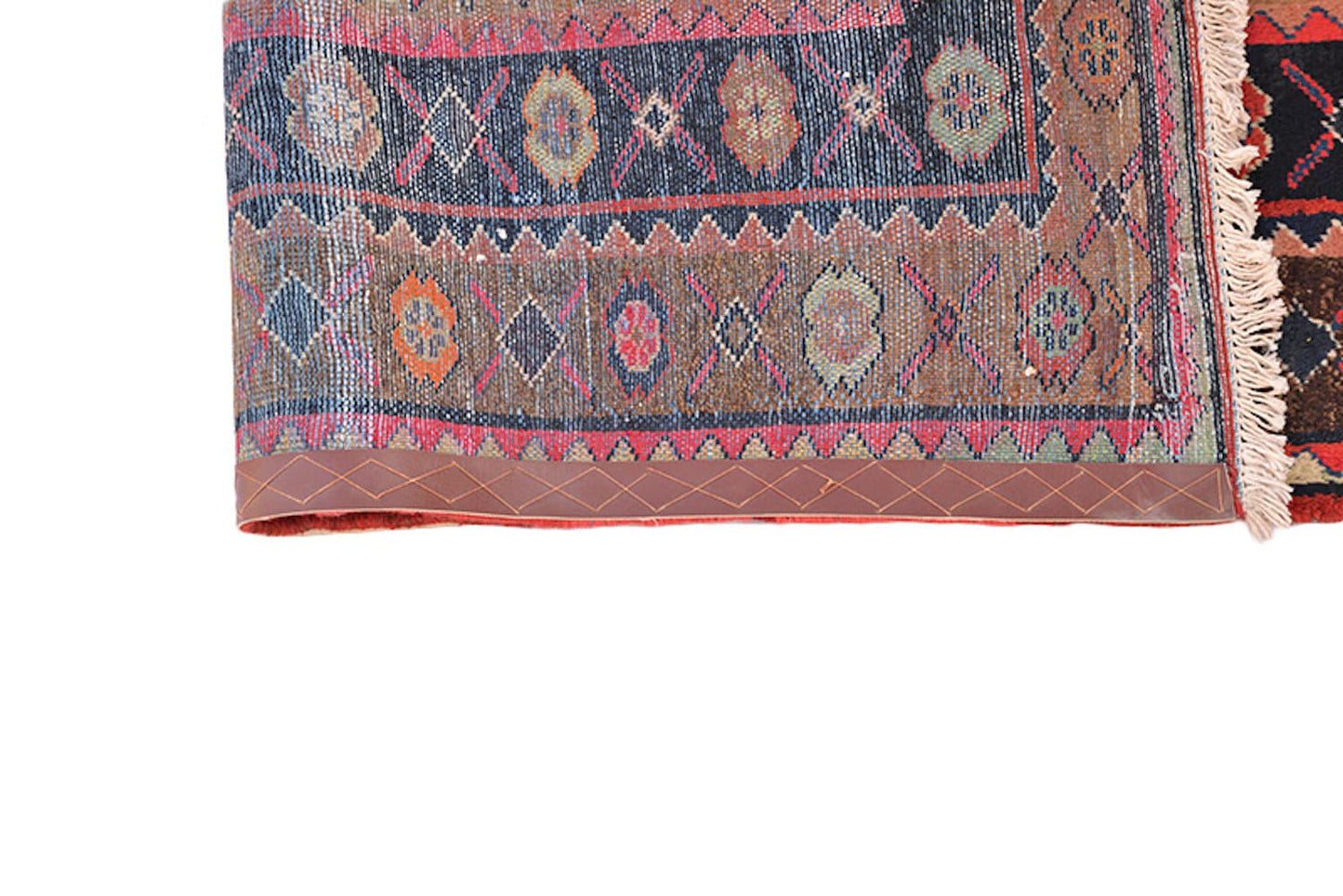 Vintage Tribal Rug | 5 x 7 Rug | Orange Navy Bohemian Rug | Hand Knotted Area Rug