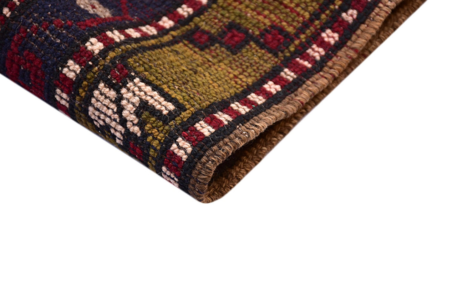 Runner Handmade Oriental | Vintage Kazak Turkish Runner Rug | 3 x 12 ft | Tribal Geometric | Wool Yellow Green Border | Colorful