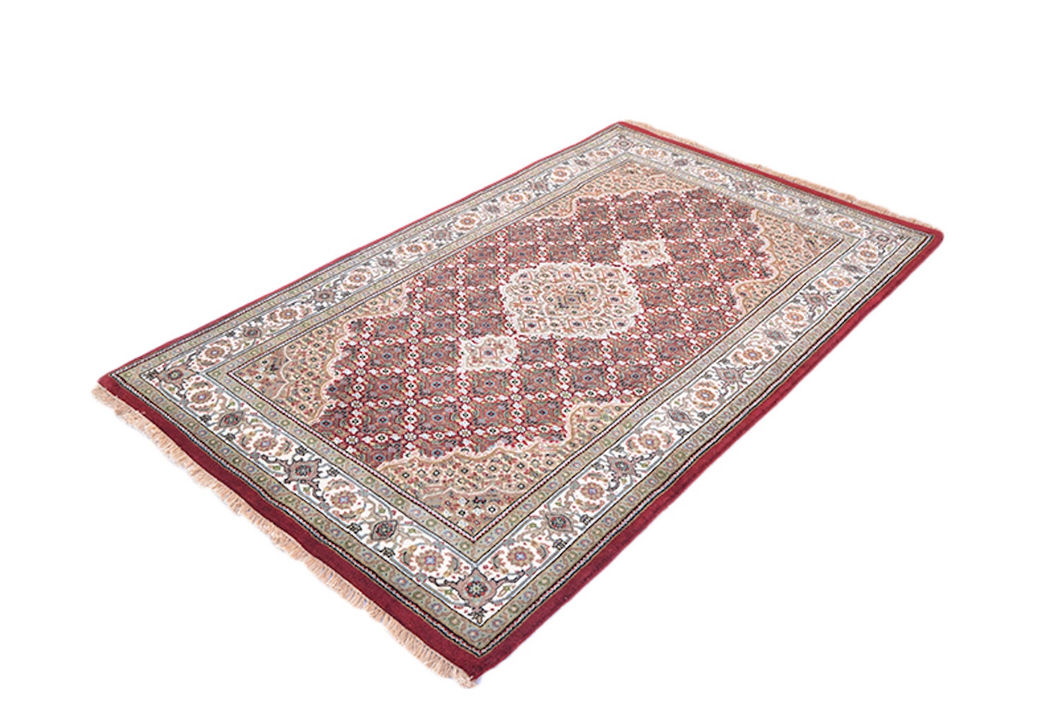 Oriental Handmade Rug | 3x5 Rug | Traditional Persian Pakistan Style | Red Beige Rug | Medallion Wool Rug