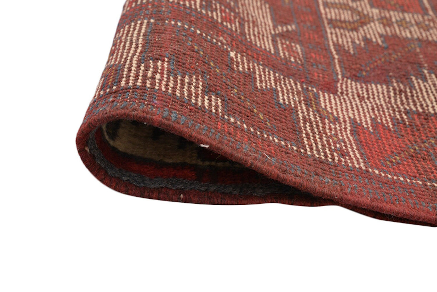 Red Orange Kazak 3x6  Vintage Area Rug | Tribal Geometric Pattern | Ikat Style Wool Rug | Hand Woven One of a Kind Rug