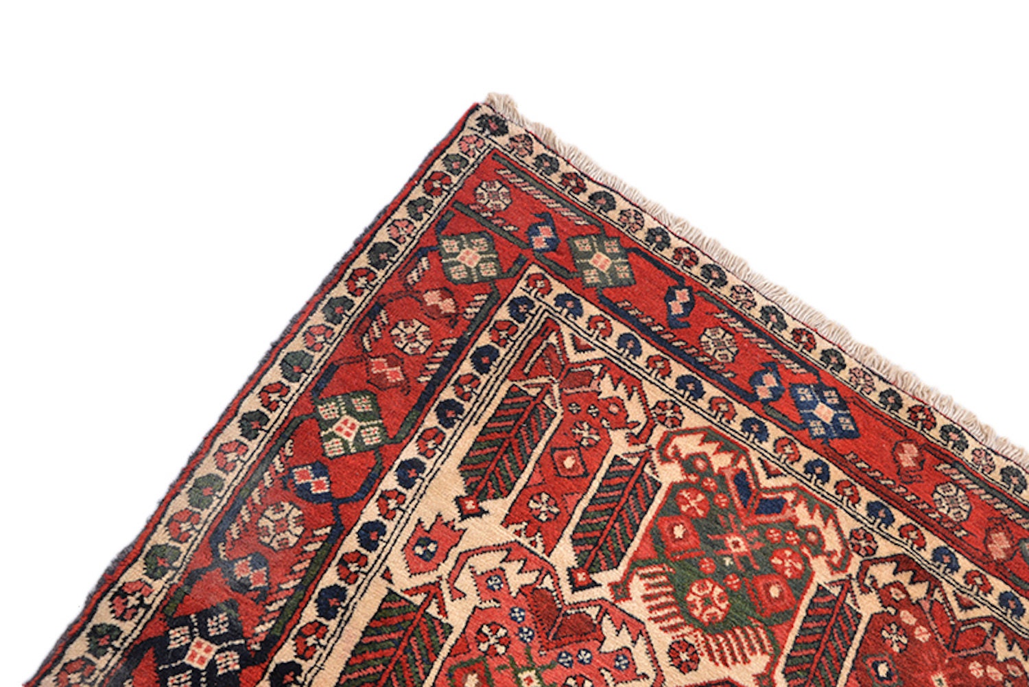 Tribal Orange Rug | Wool Area Rug | 4 x 5 Ft Rug | Geometric Nomadic Pattern | Persian Afghan Turkish Hand Knotted Rug