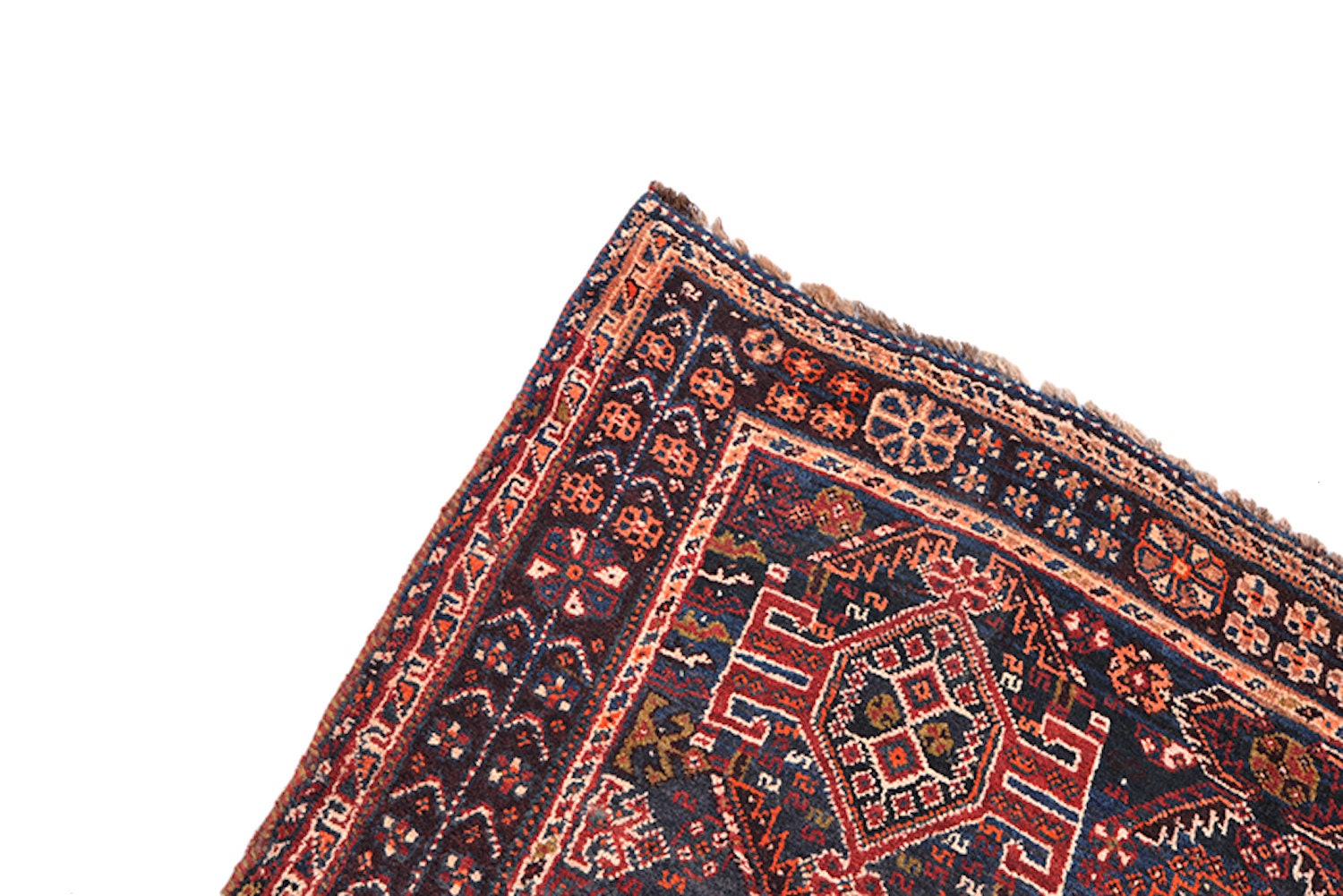 Red Medallion Handmade Rug | Red Navy Blue | 4 x 7 Ft | Persian Turkish Style | Boho Tribal Nomadic | Hand Knotted Wool Rug