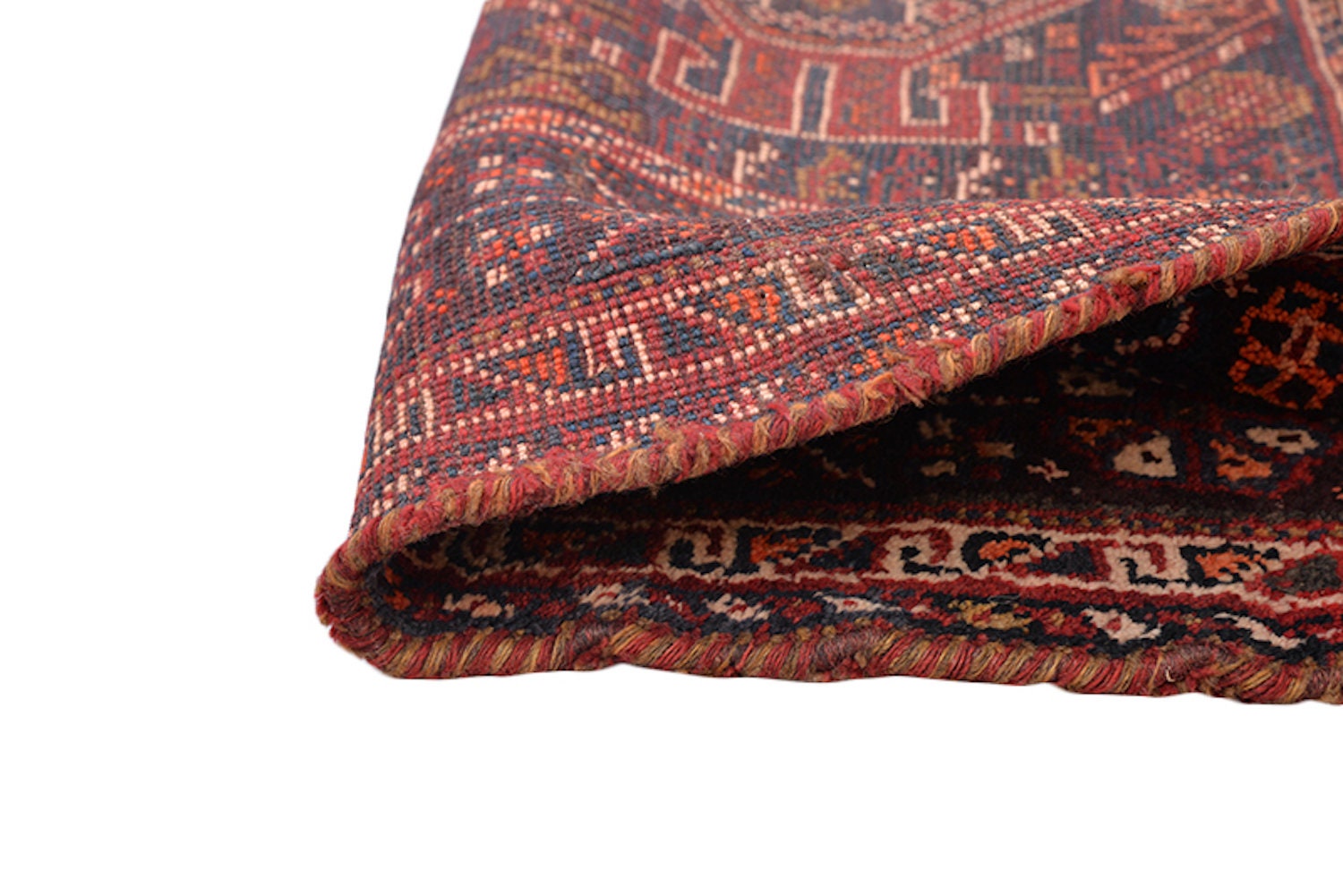 Red Medallion Handmade Rug | Red Navy Blue | 4 x 7 Ft | Persian Turkish Style | Boho Tribal Nomadic | Hand Knotted Wool Rug