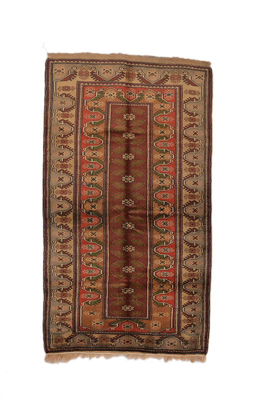 Brown Copper Runner Rug | Hand Knotted Wool Rug | 3 x 6 Feet | Kazak Traditional Rug | Rustic Floor Rug | Brown Rug