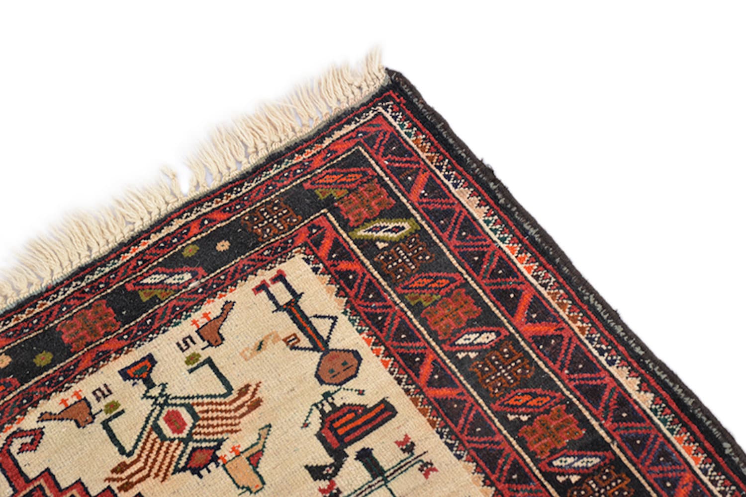 8 Feet x 3.5 Feet Runner Rug | Vintage Afghan Rug |Red Bright Rug | Wool Handwoven Runner | Persian Tribal Geometric | Kitchen Hallway Rug