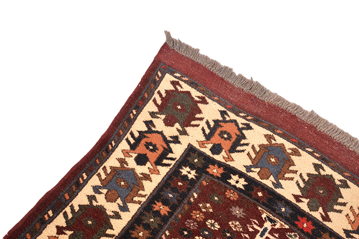 Vintage Area Rug | Red Brown Rug | 4 x 6 Ft | Geometric Tribal | Rustic Dark Toned Rug | Wool Antique Rug