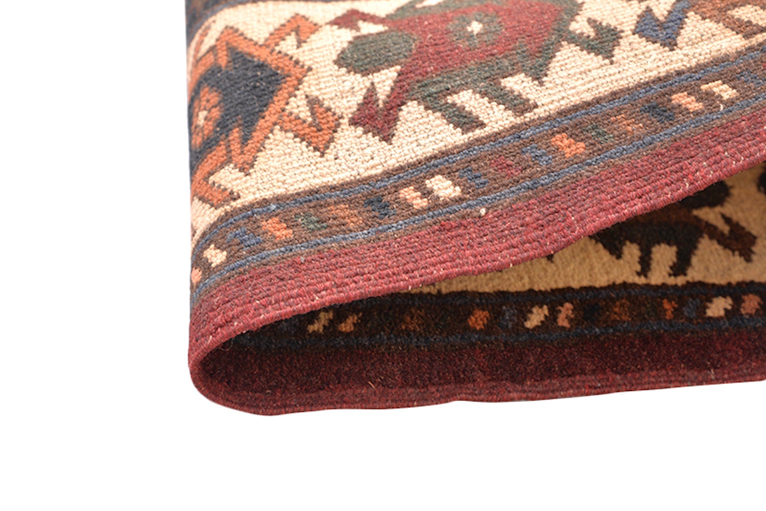Vintage Area Rug | Red Brown Rug | 4 x 6 Ft | Geometric Tribal | Rustic Dark Toned Rug | Wool Antique Rug