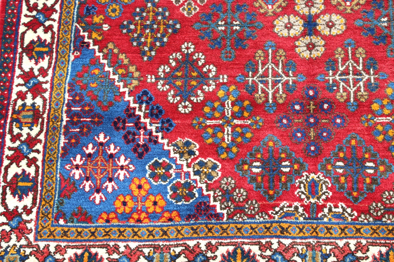 Red Vintage 3x6 Oriental Geometric Rug | Tribal Pattern Rug | Ethnic Persian Rug | Wool Handmade Rug
