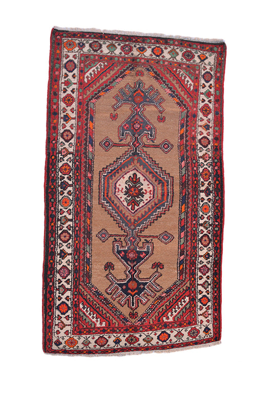 4 x 6 Area Rug | Antique Dark Red Rug | Oriental Rug | Hand Knotted Rug | Tribal Print Rug | Red Accent Rug | Vintage Bohemian Rug |