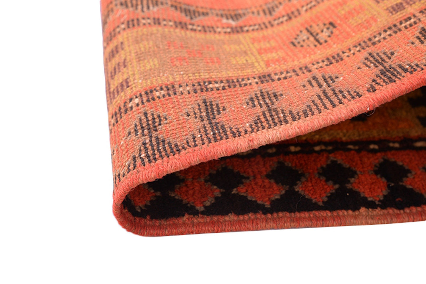 7'5" x 4'2" Feet Antique Rug | Bright Orange Rug | Vintage Kazak Rug | Bohemian Rug | Tribal Geometric Rug | Accent Kitchen Runner