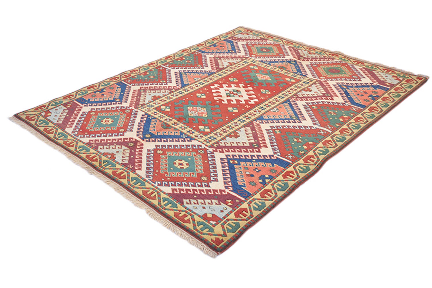 5.6 x 4.5 Feet | Kazak Multi Color Rug | Tribal Handmade Rug | Vintage, Wool,  Bohemian, Antique Rug