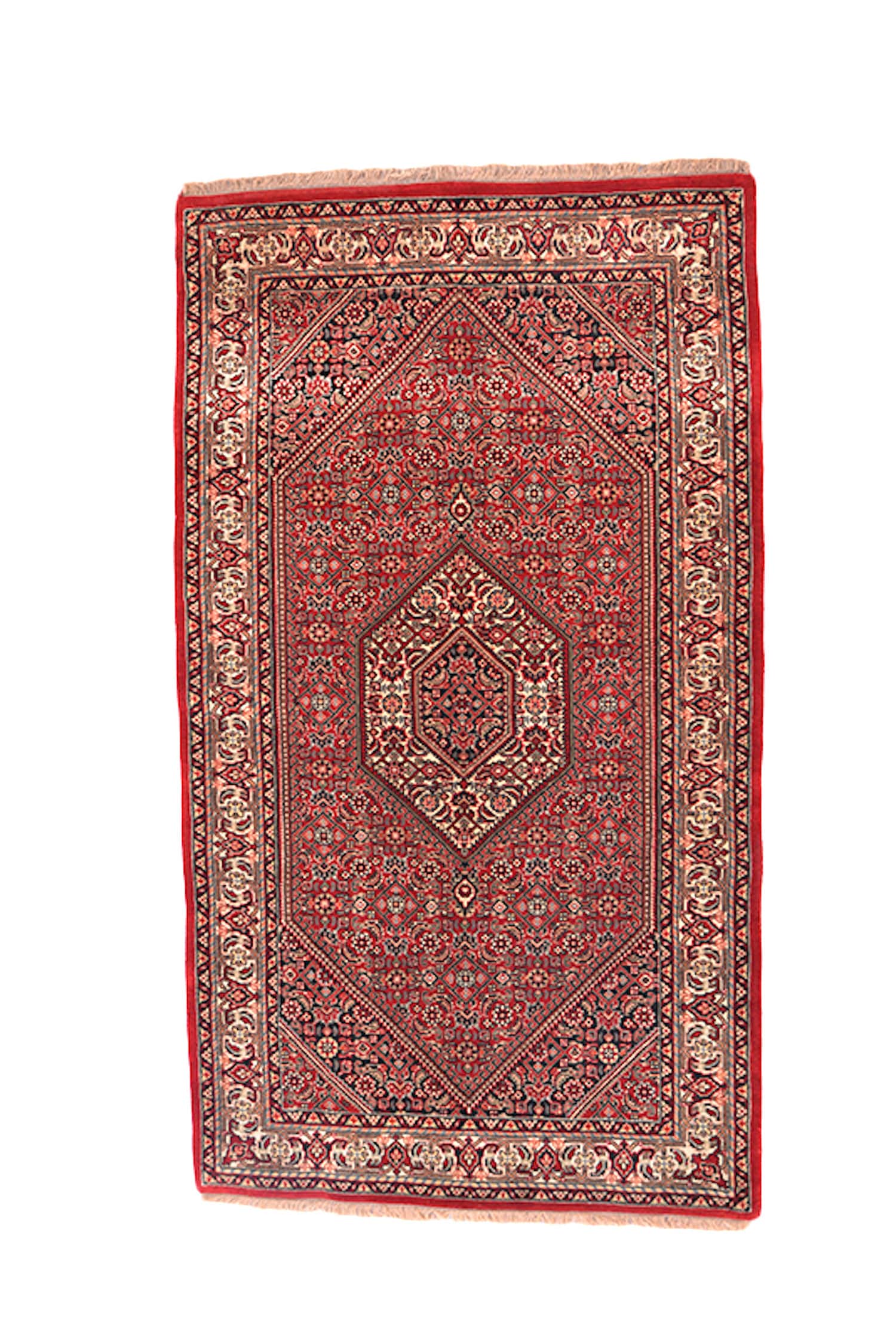 3x5 Red Antique Oriental Rug | Hexagon Medallion with Floral Pattern | Hand Knotted with Wool | Accent Home Rug
