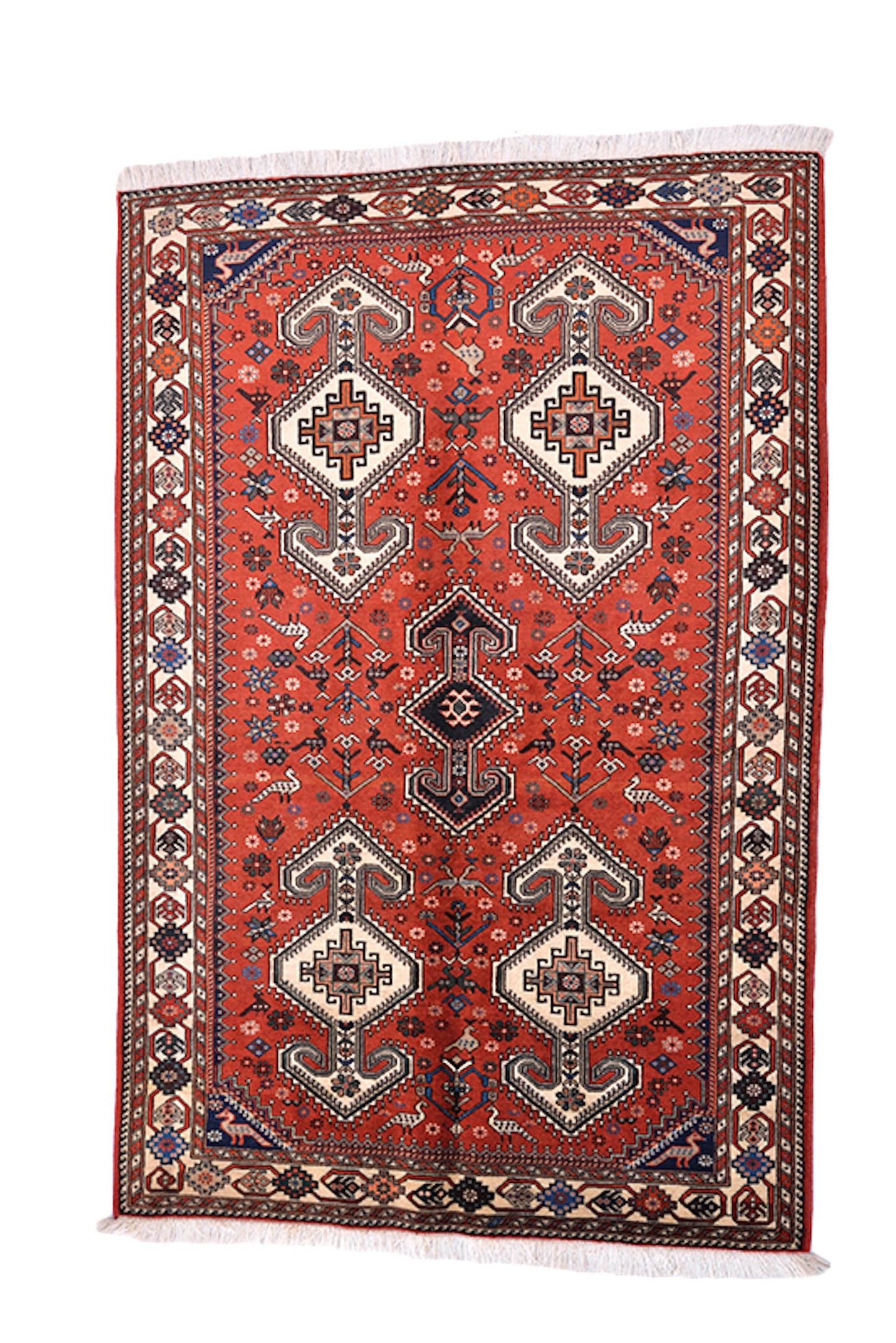 Red Turkish Rug | Bohemian Tribal Rug | 3 x 5 Ft Rug | Wool Rug | Geometric Design Rug | Vintage One of a Kind