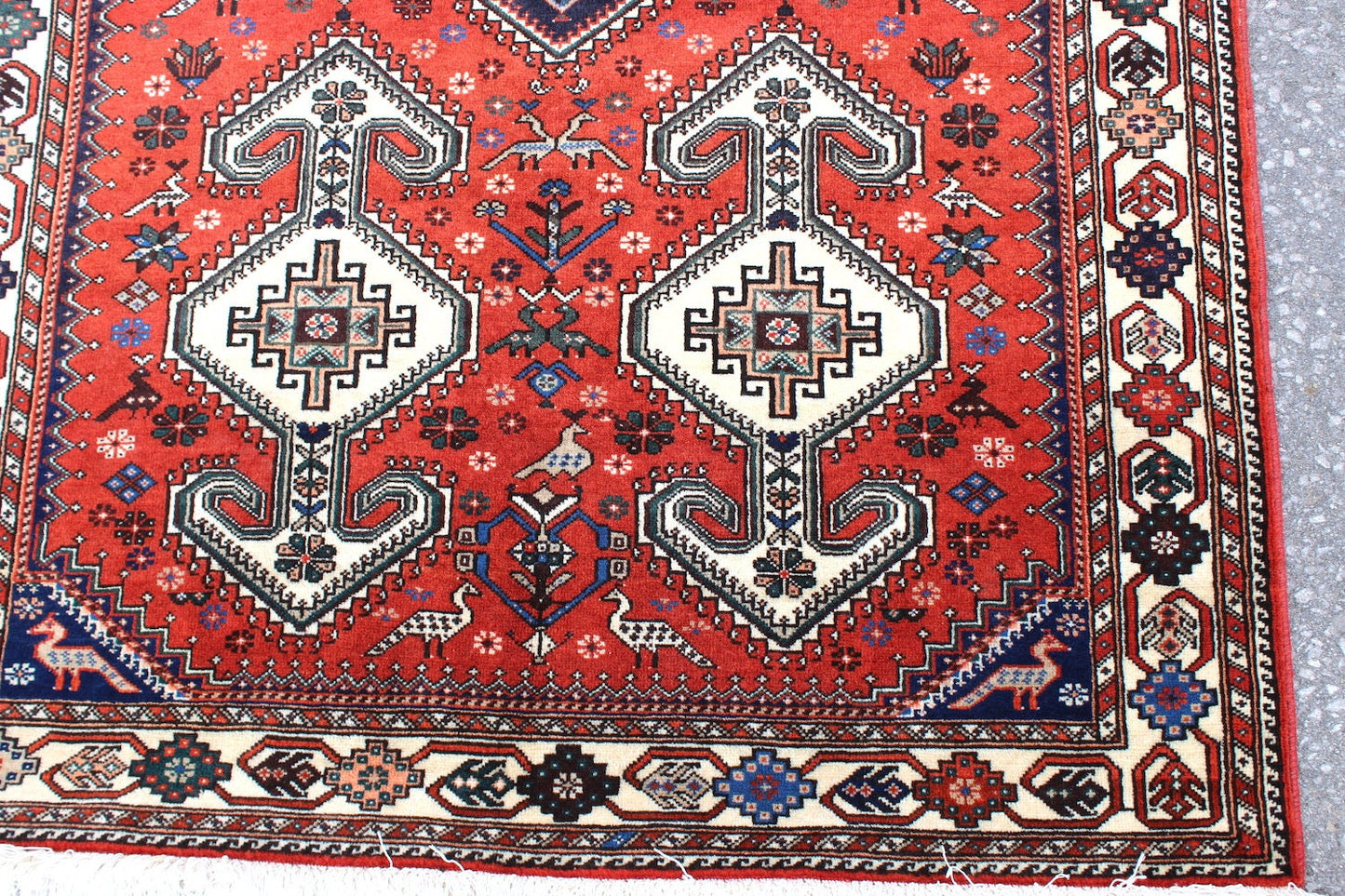 Red Turkish Rug | Bohemian Tribal Rug | 3 x 5 Ft Rug | Wool Rug | Geometric Design Rug | Vintage One of a Kind