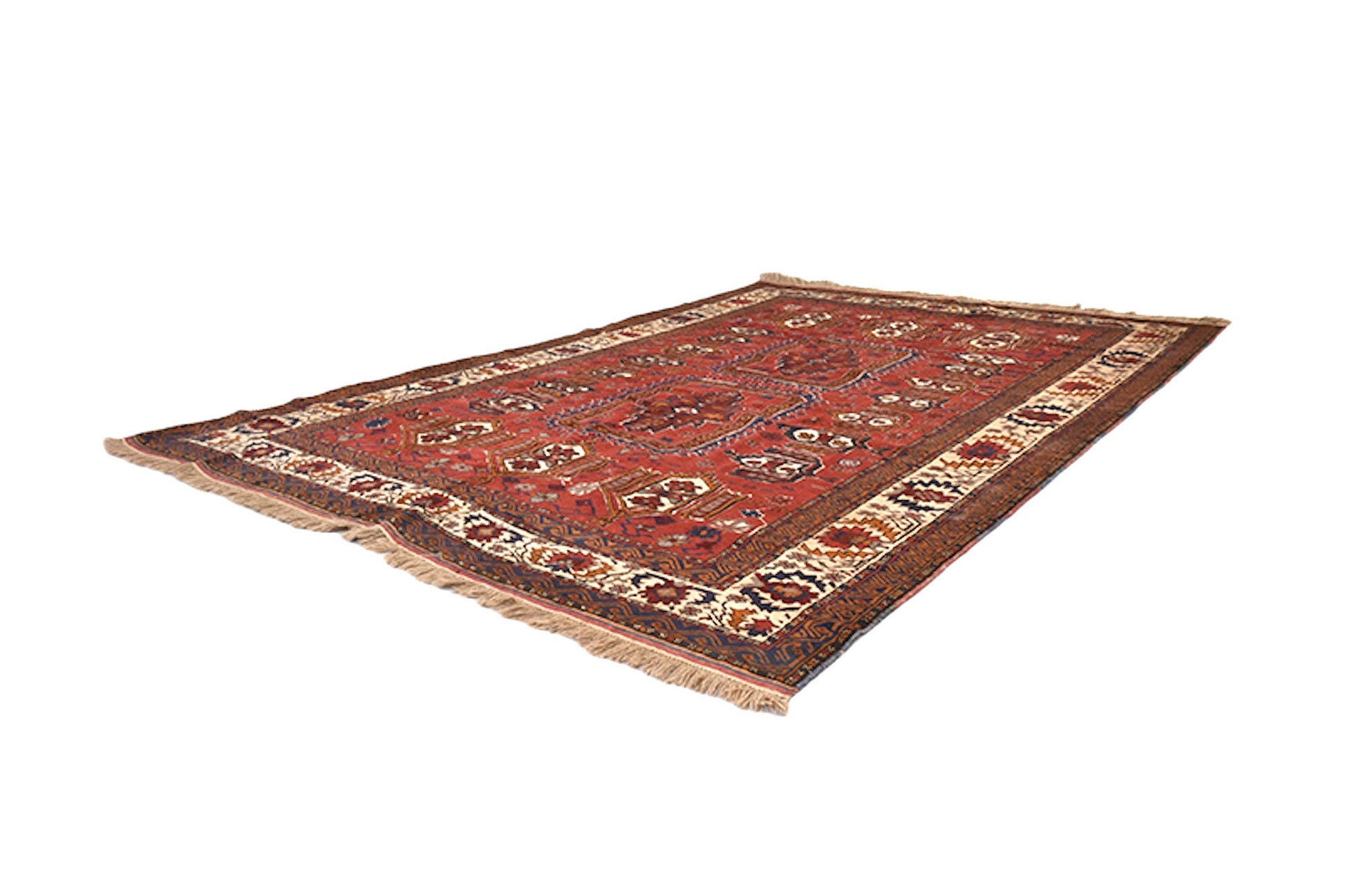 Red Brown 6x9 Hand Knotted Tribal Rug | Afghan Caucasian Low Pile Area Rug | Wool Antique Southwestern Rustic Area Rug