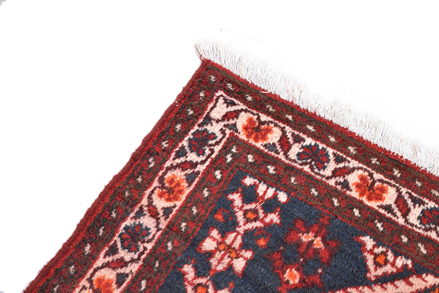 Red Pink Navy Antique 4x6 Handmade Rug | Accent Bold Finely Knotted Rug | Double Geometric Medallion | Oriental Persian Style