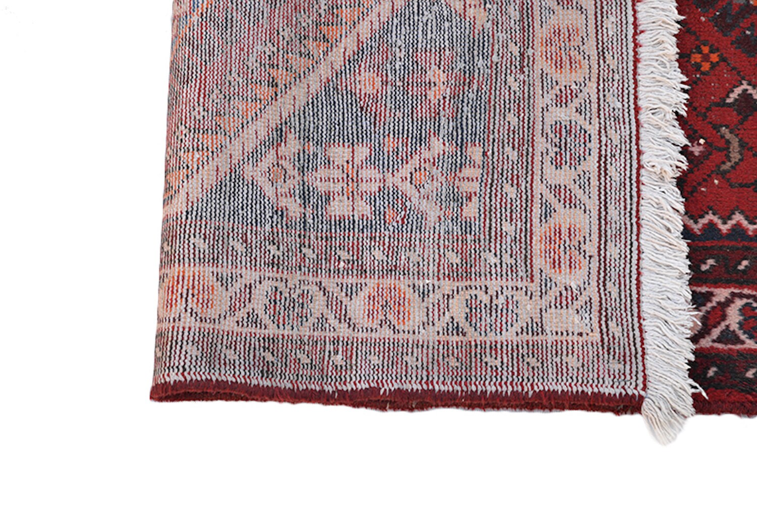 Red Pink Navy Antique 4x6 Handmade Rug | Accent Bold Finely Knotted Rug | Double Geometric Medallion | Oriental Persian Style