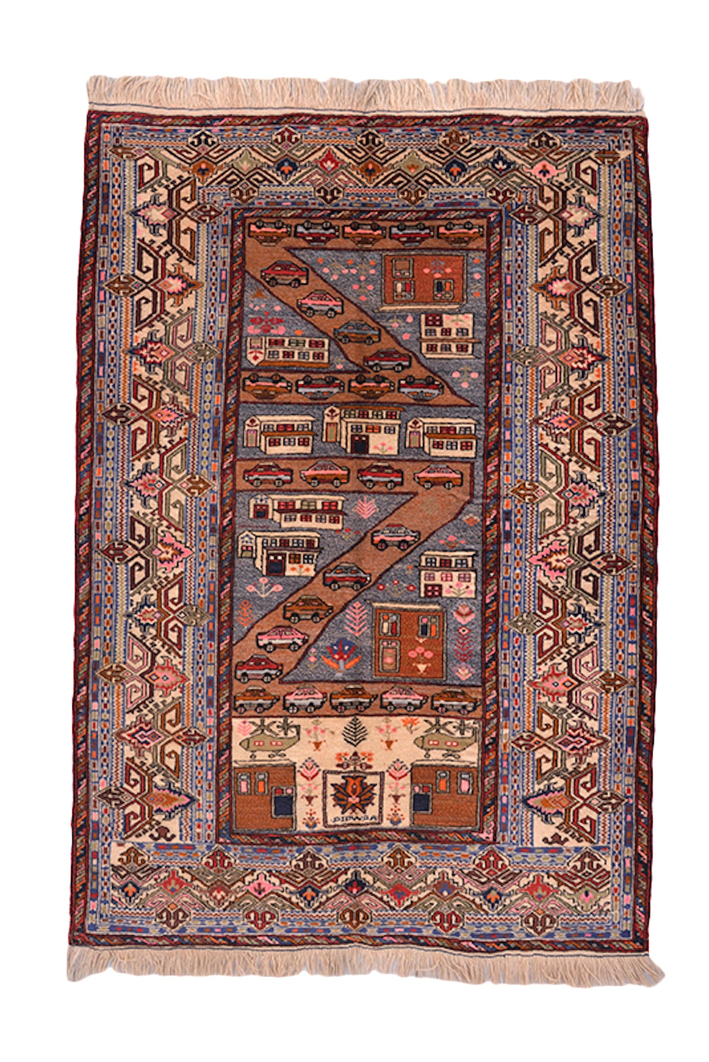 Vintage Oriental 4x6  Rug | Kids Playroom Car Rug | Blue Rug | Antique Persian Rug | Playroom Hand Knotted Rug