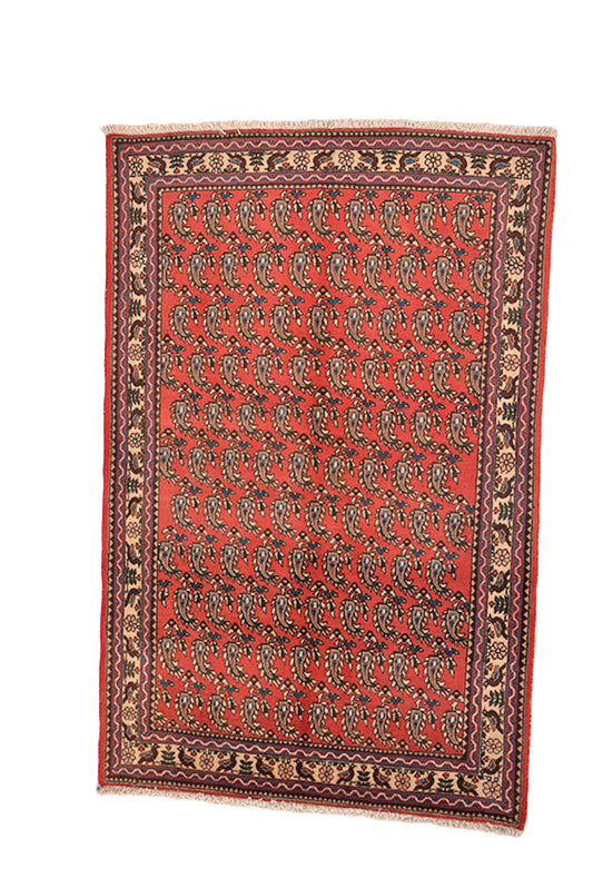 One of a kind Orange Beige Antique Rug | 3 x 5 Persian Caucasian Rug | Living Room Rug | Accent Hand Woven Rug | Oriental Floral Pattern Rug