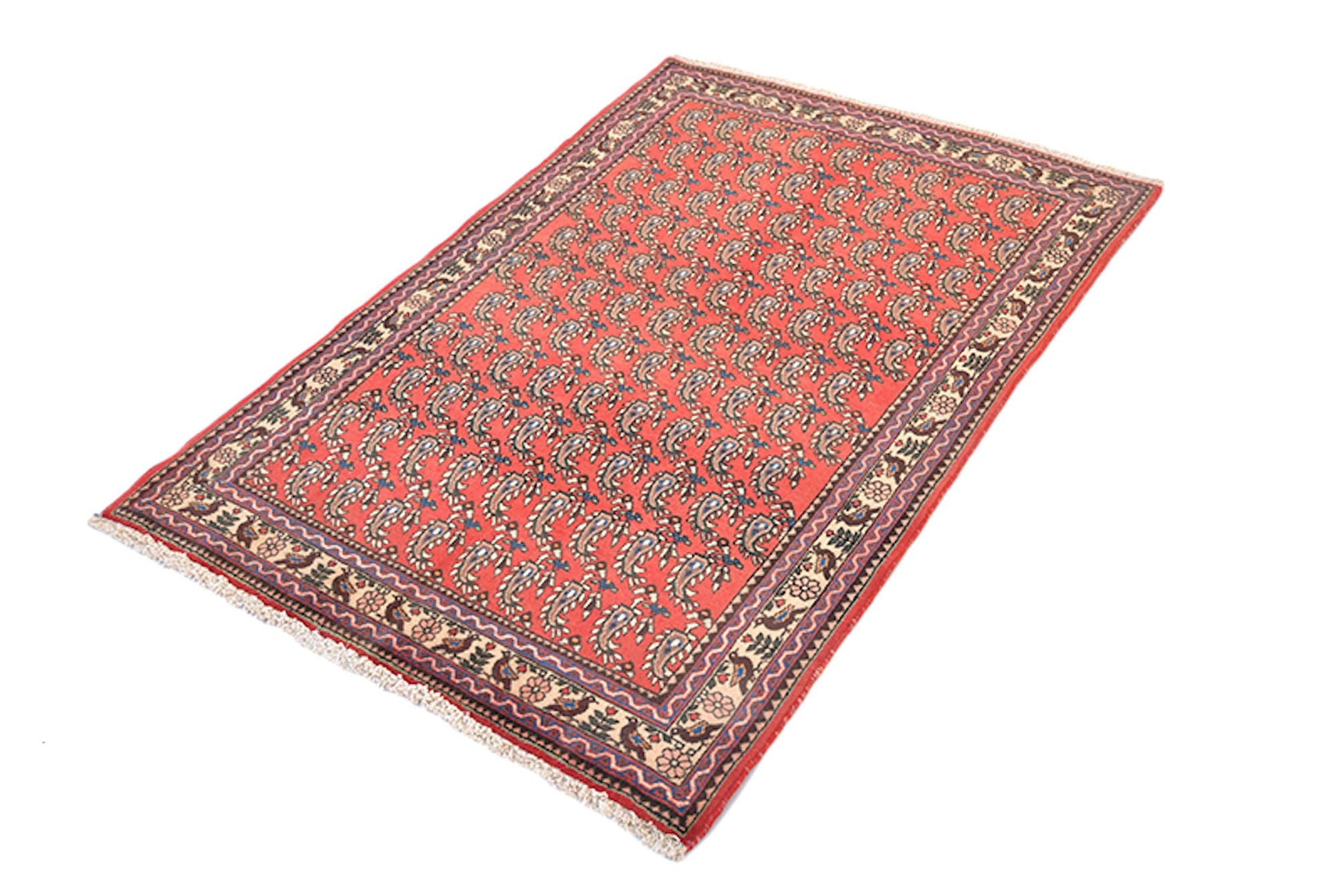 One of a kind Orange Beige Antique Rug | 3 x 5 Persian Caucasian Rug | Living Room Rug | Accent Hand Woven Rug | Oriental Floral Pattern Rug