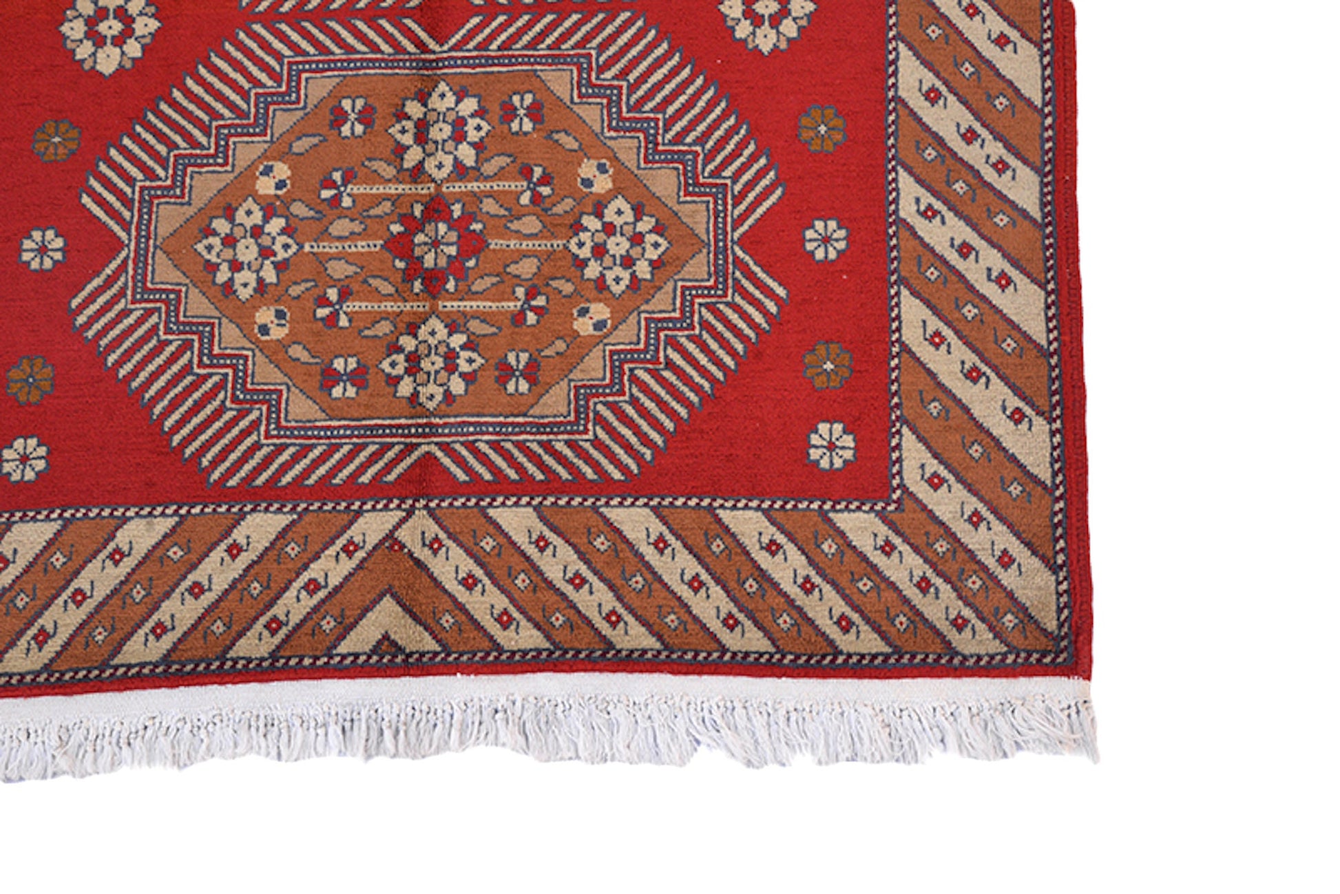 3 x 4 Feet Red Brown Turkish Caucasian Rug | Hand Woven Area Rug | Oriental Persian Rug | Living Room Rug | Accent Floral Pattern Wool Rug