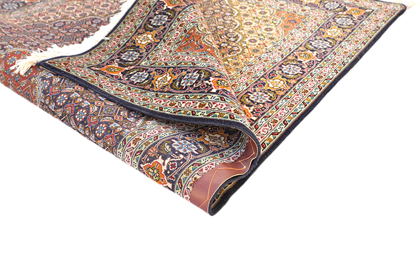Luxury Fine Black Yellow 3x5 Vintage Handmade Rug with Oriental Orange Medallion Wool