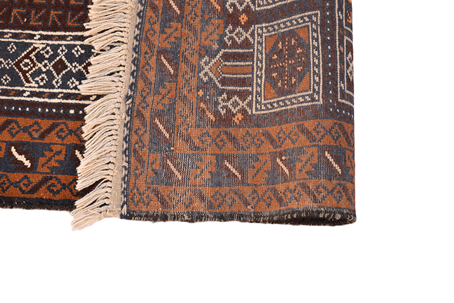 3 x 5 Feet Brown Blue Turkish Caucasian Rug | Handmade Area Rug | Oriental Persian Rug | Living Room Rug | Accent Geometric Pattern Wool Rug