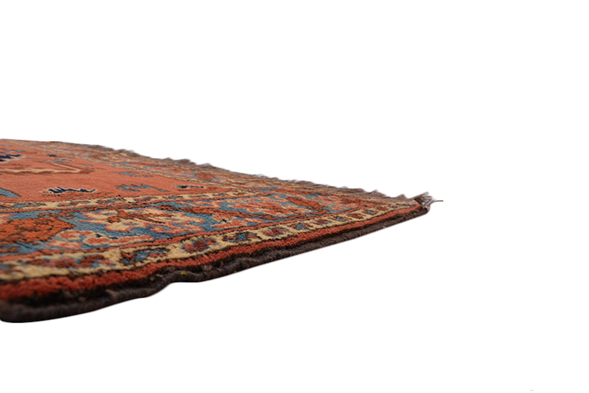 Burnt Orange Green Vintage Rug | 5 x 6 Hand Woven Wool Rug