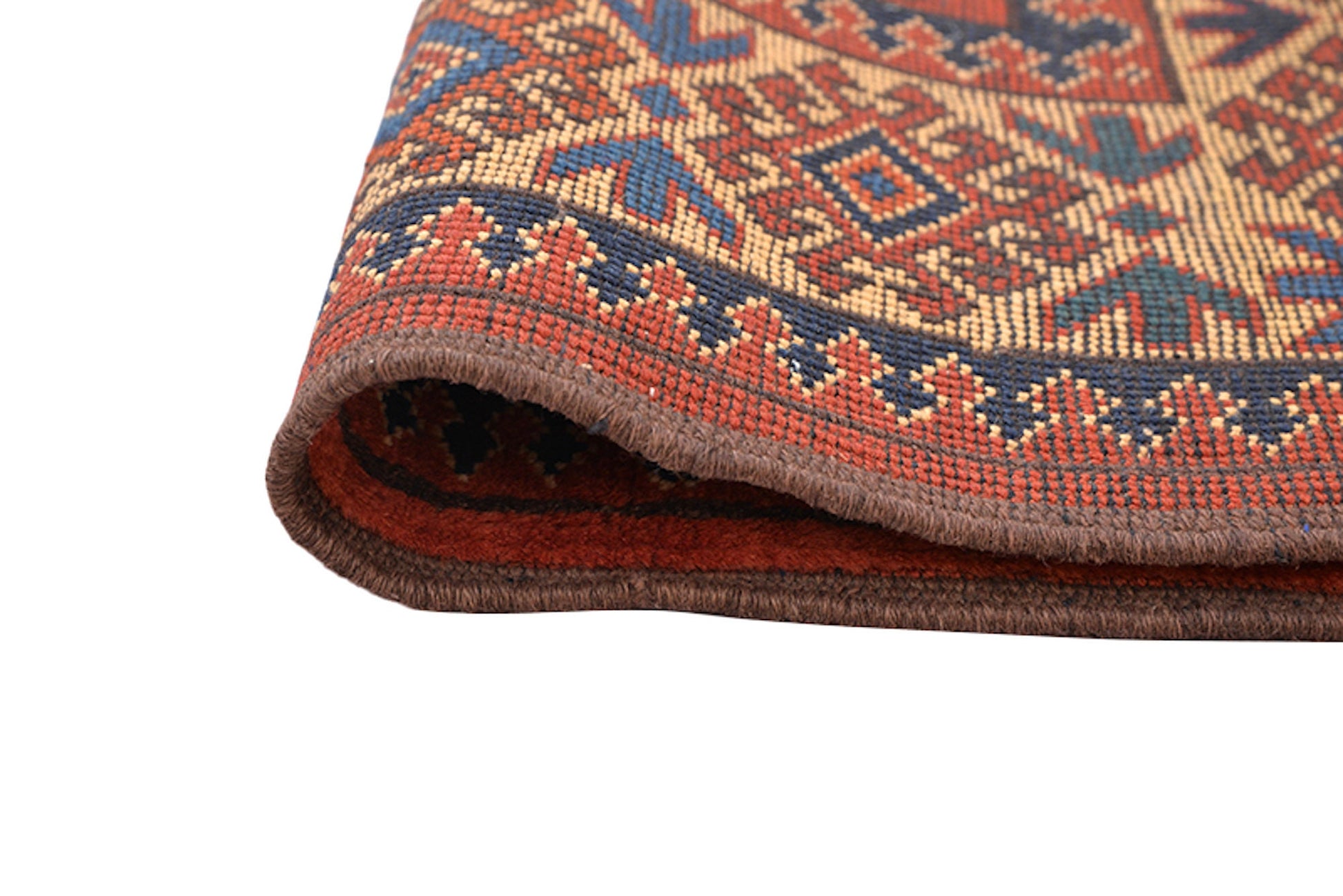 4 x 6 Orange with Blue Paisley Design Hand Knotted Rug