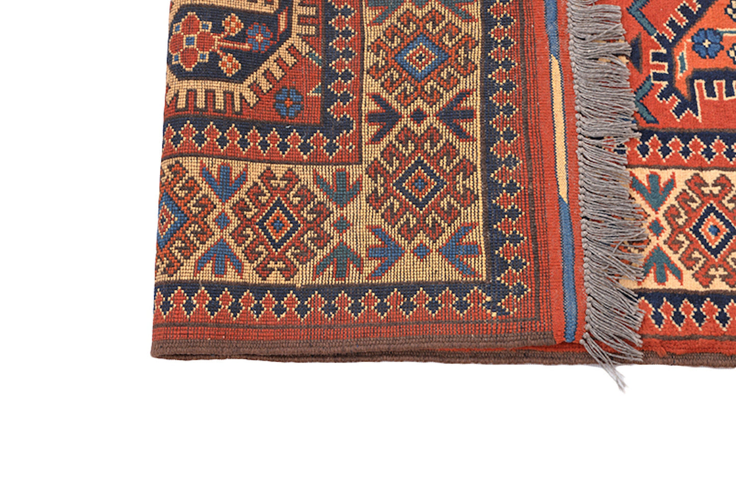 4 x 6 Orange with Blue Paisley Design Hand Knotted Rug