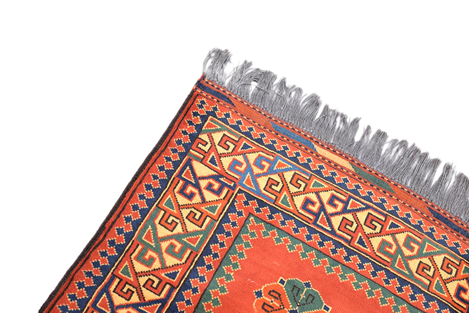 4 x 6 Feet Orange Blue Medallion Rug | Hand Woven Area Rug | Oriental Persian Rug | Living Room Rug | Accent Geometric Pattern Wool Rug