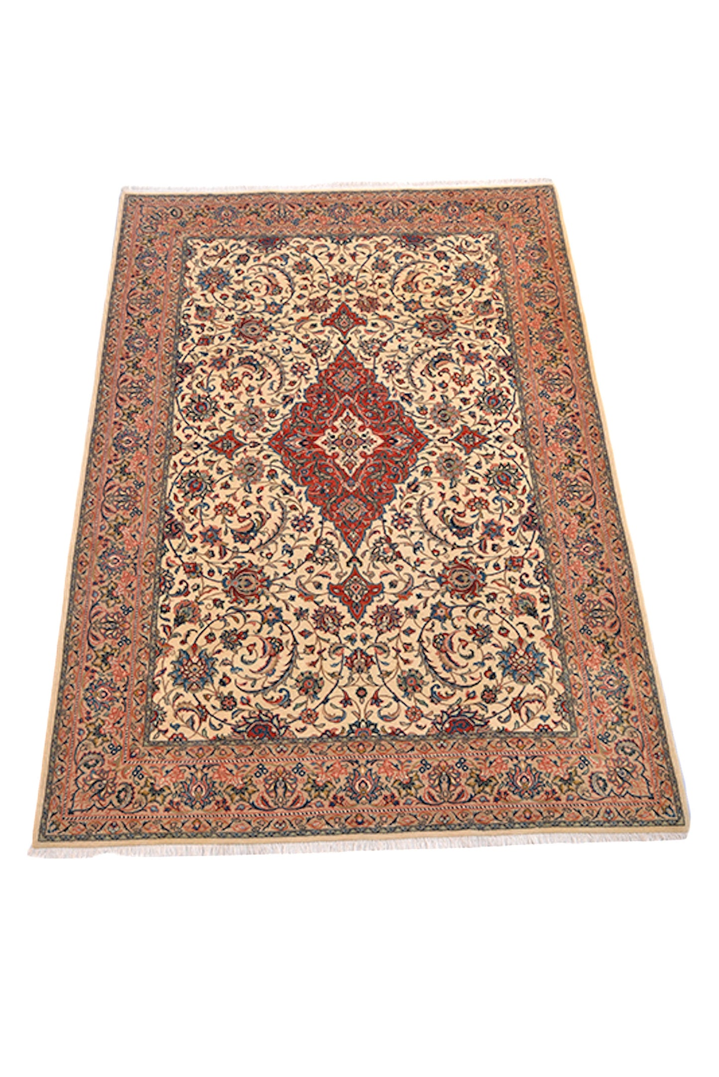 7 x 10 Feet Beige Oriental Rug| Hand Woven Area Rug | Floral Traditional Living Room Rug | Wool Antique