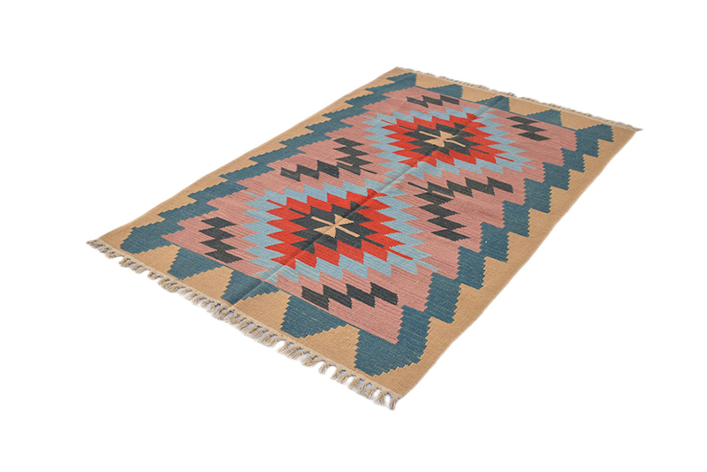 5 x 6 Feet Multi Color Oriental Rug | Hand Woven Area Rug | Oriental Persian Caucasian Rug | Living Room Rug | Wool Traditional Vintage