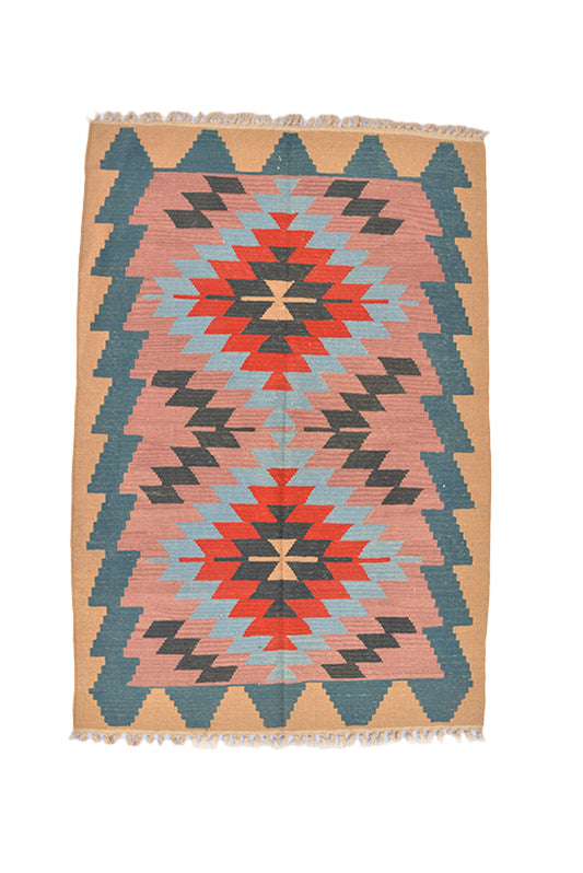 5 x 6 Feet Multi Color Oriental Rug | Hand Woven Area Rug | Oriental Persian Caucasian Rug | Living Room Rug | Wool Traditional Vintage