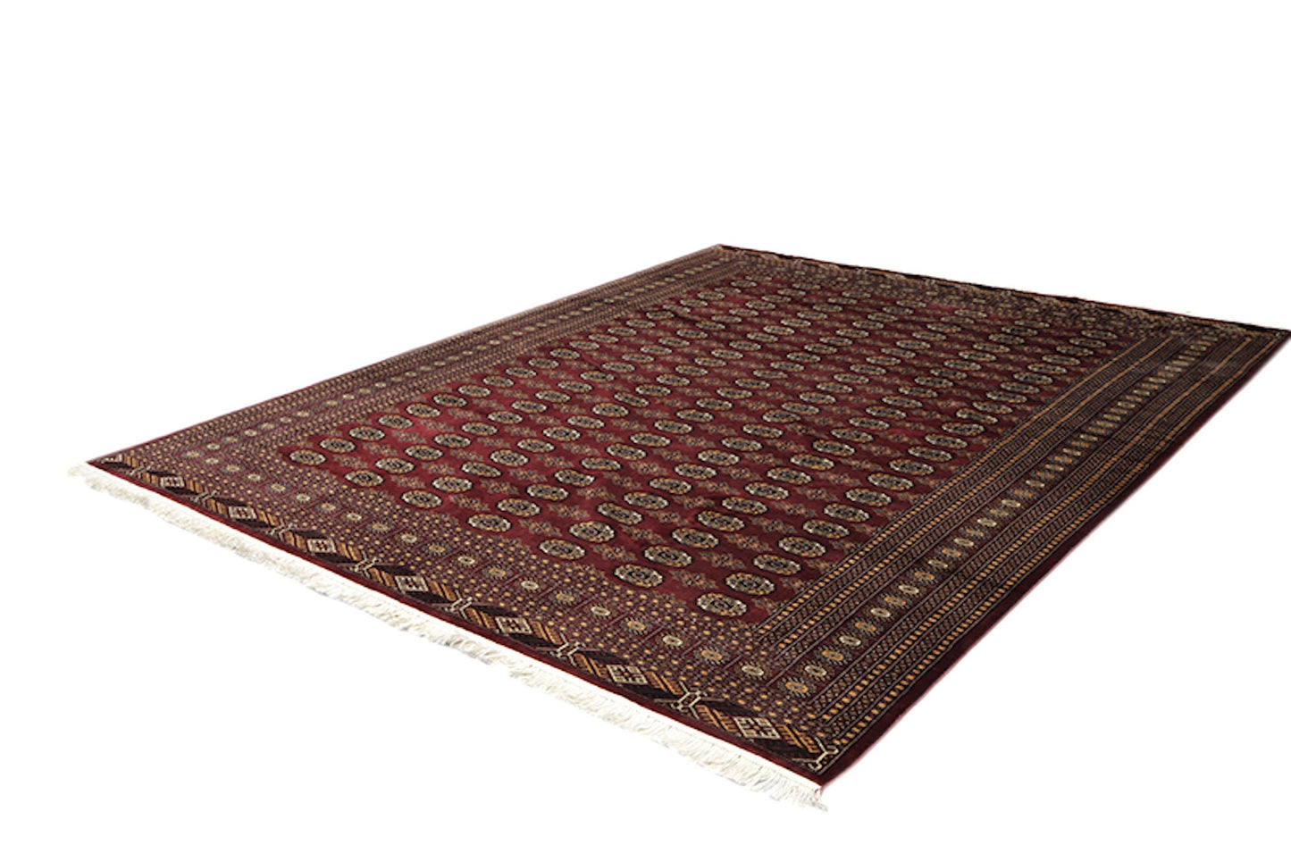 8 x 10 Dark Red Oriental Antique Rug | Bordered Rug with Repeating Geometric Pattern | Soft Wool with Thick Pile | Oversized Living Rug