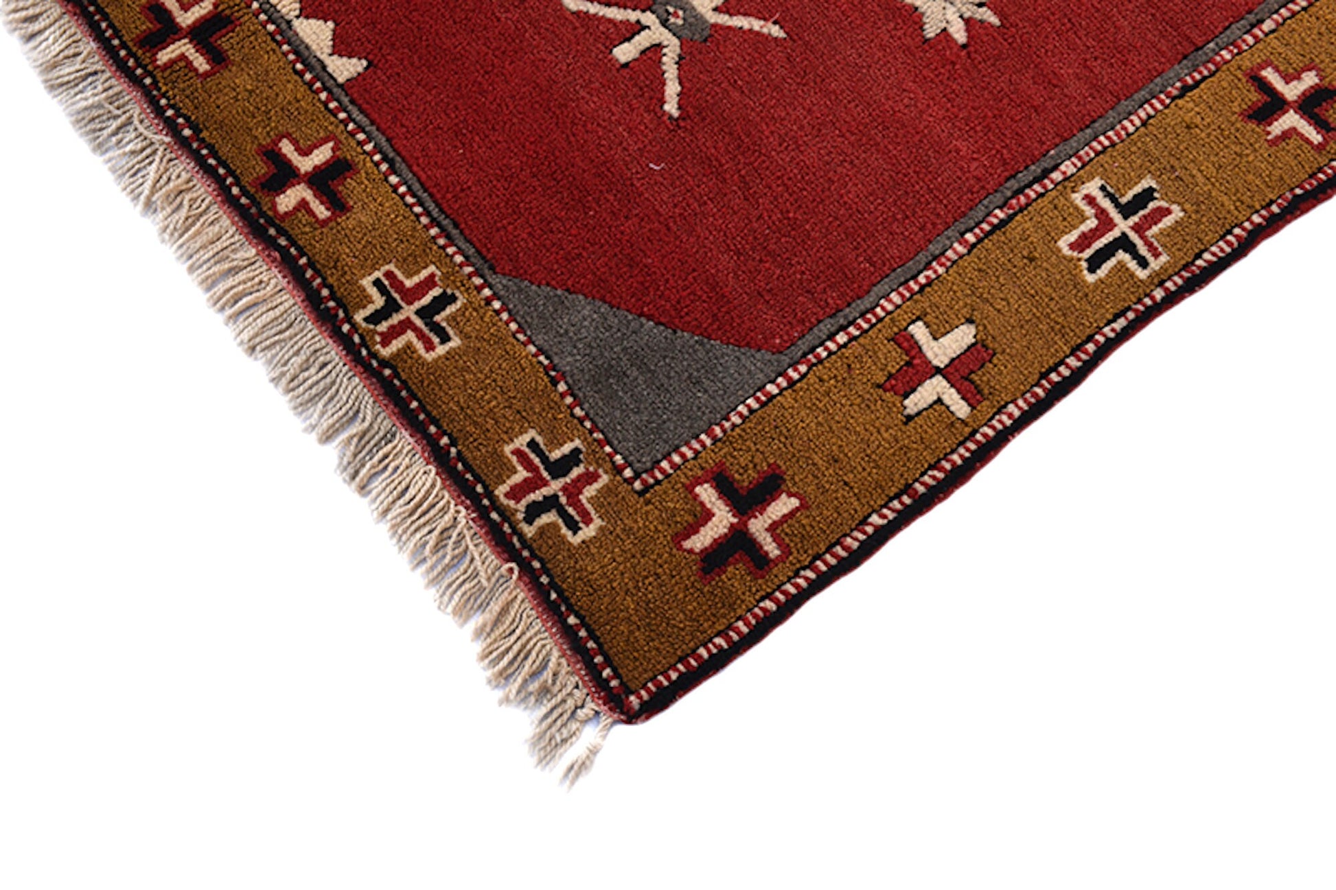 Red Brown Tribal 3x6 Turkish Kazak Rug | Entryway Rustic Home Rug | Accent Handmade Wool Rug | Bohemian Geometric Pattern