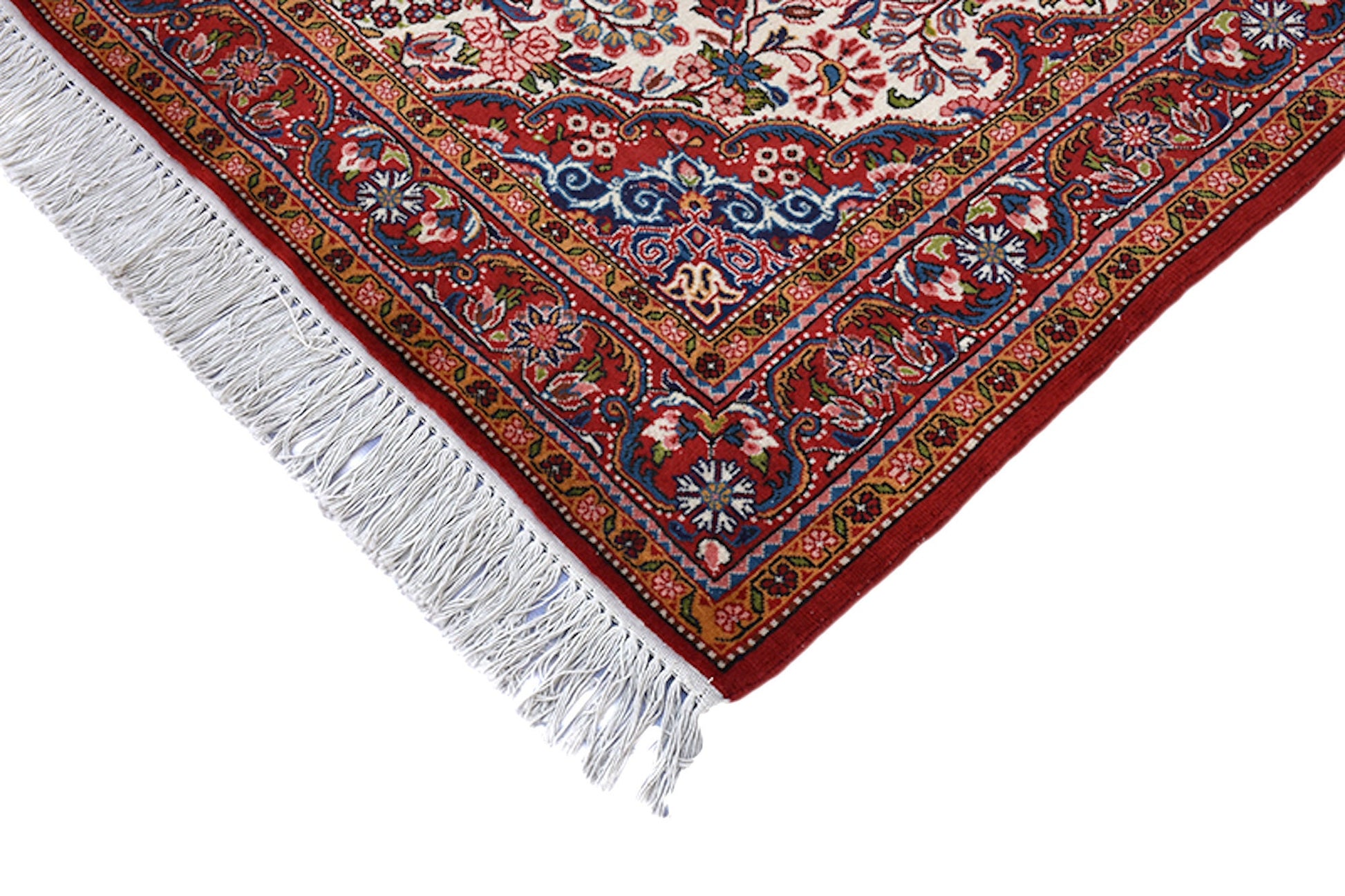 3 x 5 Coral Pink One of a Kind Fine Rug | Hand Knotted with Intricate Teal and Beige Oriental Persian Design | Wool Antique Rug