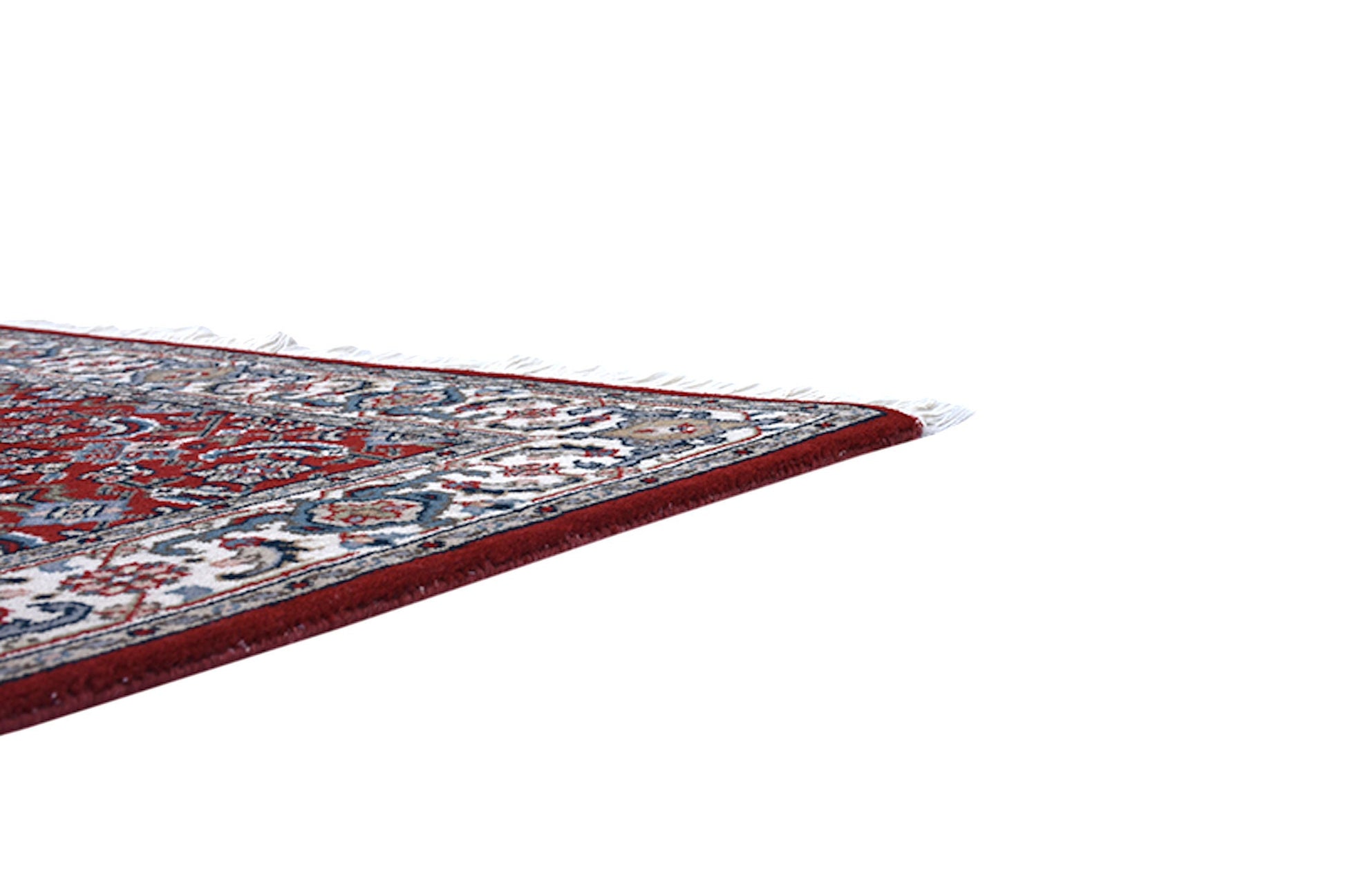 Red Blue Antique Rug | Oriental Persian Design with Ivory Border | Entryway Kitchen Rug | Accent Handmade Wool Rug