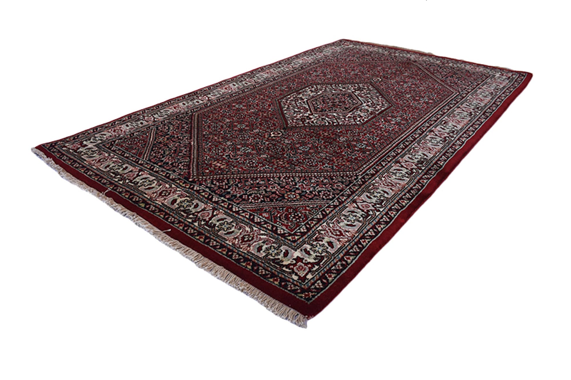 Dark Colored Antique Oriental Rug | Small Kitchen Floor Rug | Dark Red & Pink | Traditional Floral Area Rug Handmade with Wool