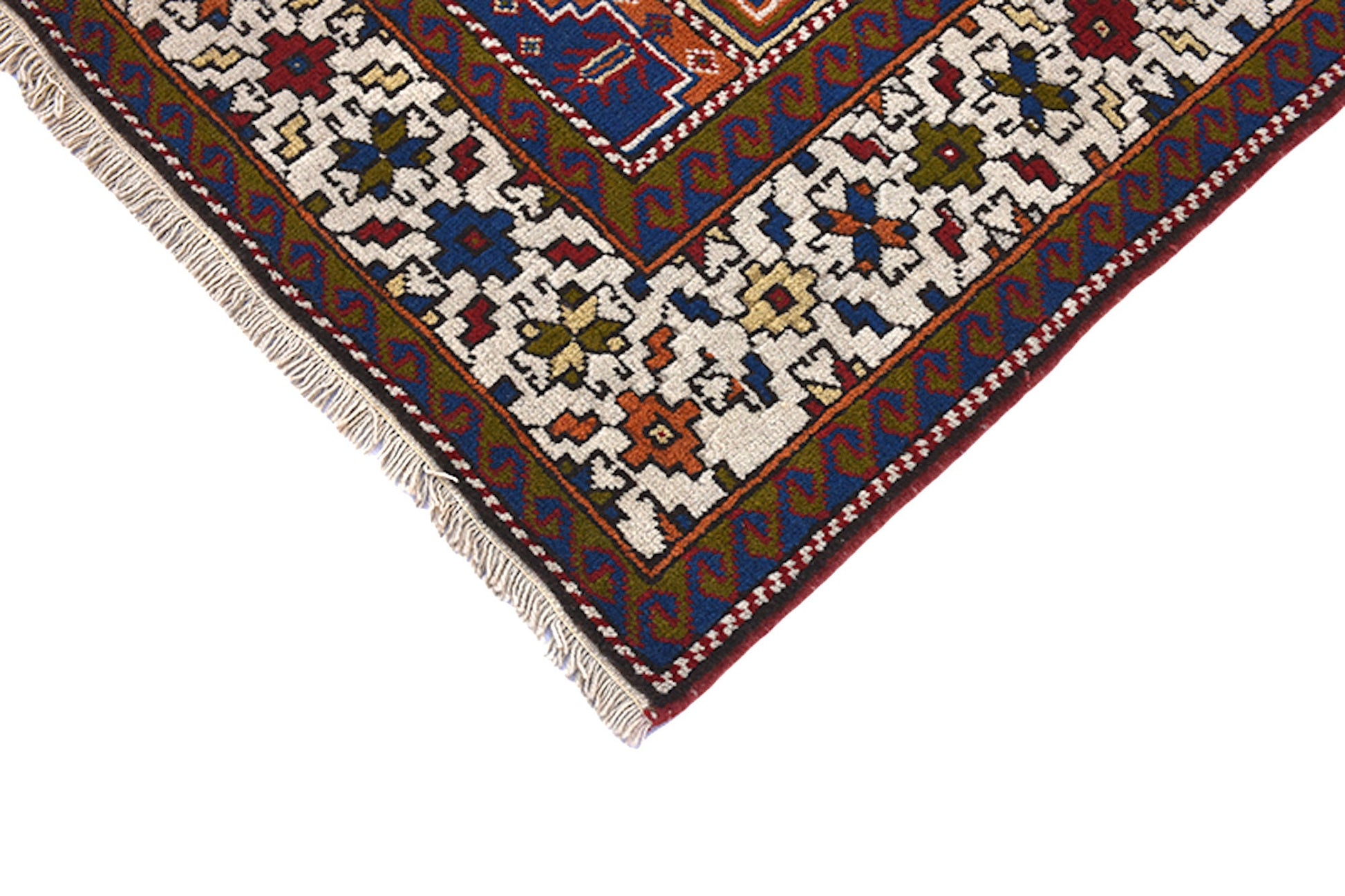 Turkish 4 x 6 Vintage Orange Blue Rug | Hand Woven Area Rug | Oriental Persian Rug | Entryway Rustic Rug | Accent Geometric Pattern Wool Rug