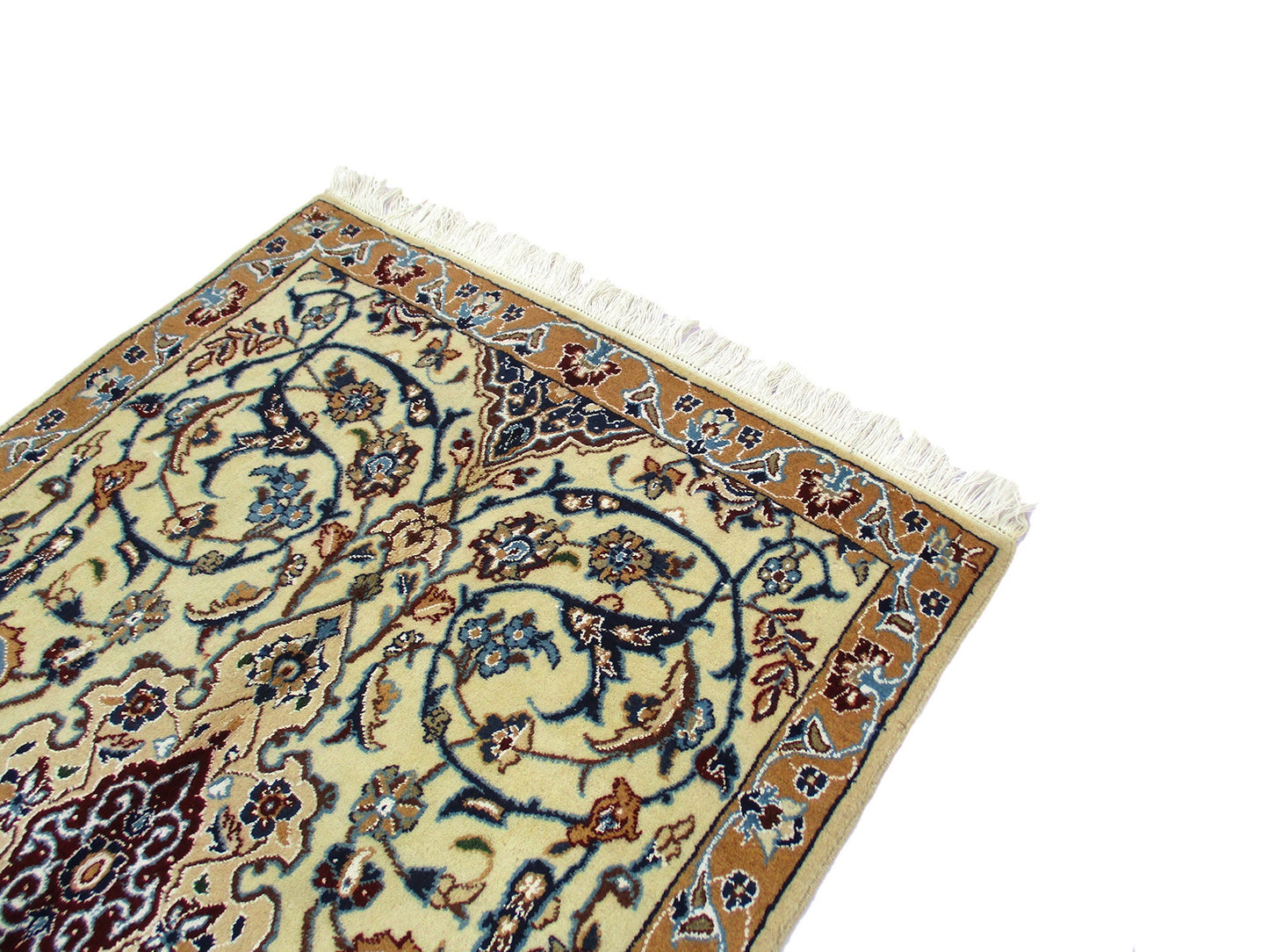 3 x 4 Feet Beige Blue Turkish Caucasian Rug | Hand Woven Area Rug | Oriental Persian Rug | Living Room Rug | Accent Floral Pattern Wool Rug