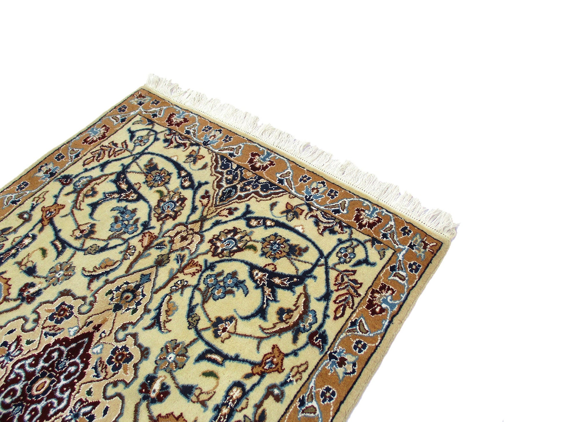 3 x 4 Feet Beige Blue Turkish Caucasian Rug | Hand Woven Area Rug | Oriental Persian Rug | Living Room Rug | Accent Floral Pattern Wool Rug