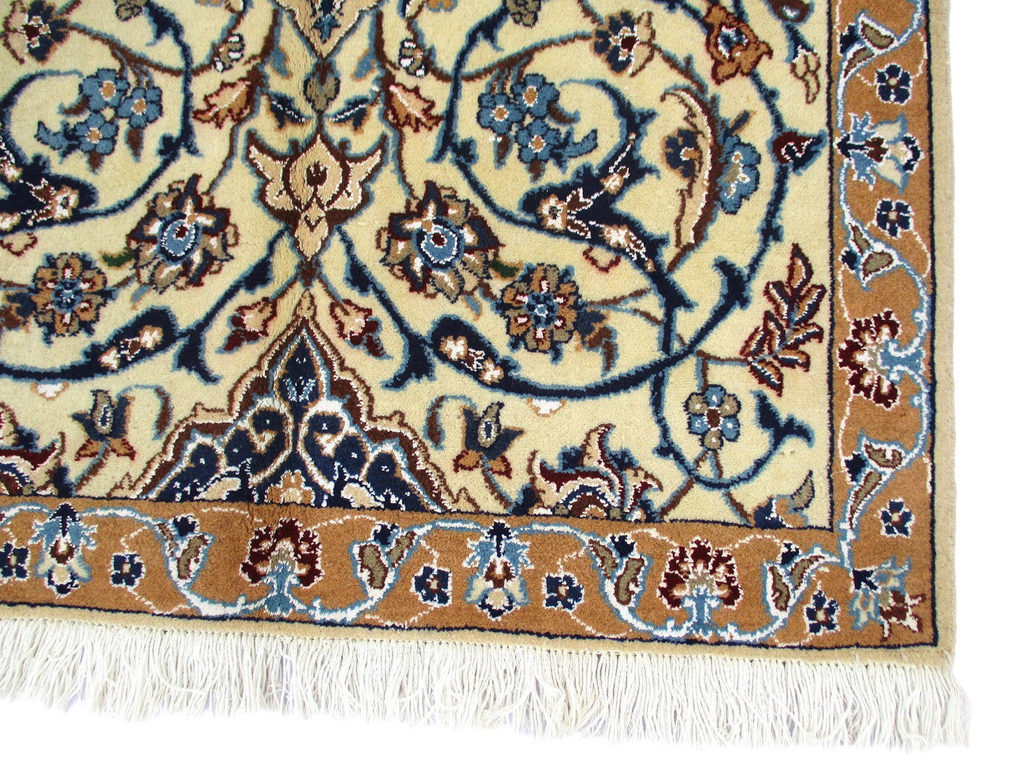 3 x 4 Feet Beige Blue Turkish Caucasian Rug | Hand Woven Area Rug | Oriental Persian Rug | Living Room Rug | Accent Floral Pattern Wool Rug