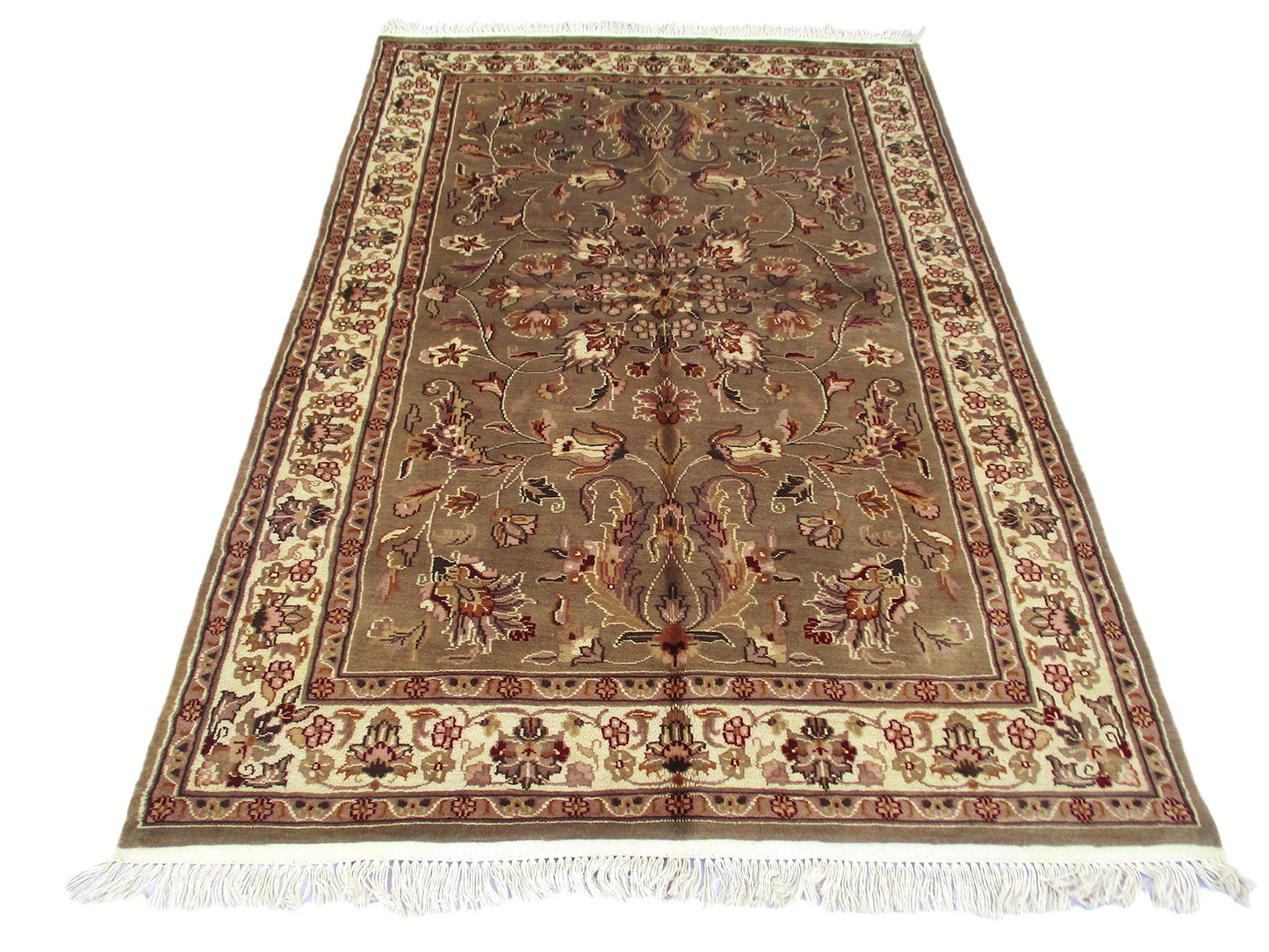 One of a kind Copper Beige Antique Rug | 4 x 6 Persian Caucasian Rug | Living Room Rug | Accent Hand Knotted Wool Rug | Floral Pattern Rug