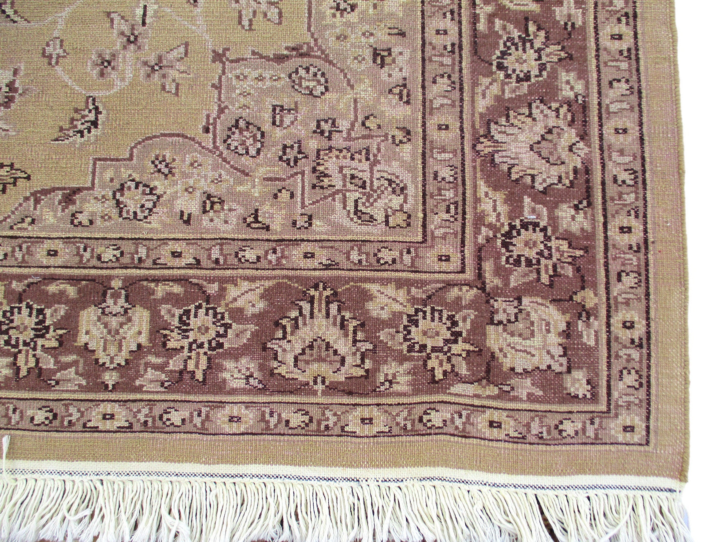 Yellow Oriental Rug with Hand Knotted Silk & Wool