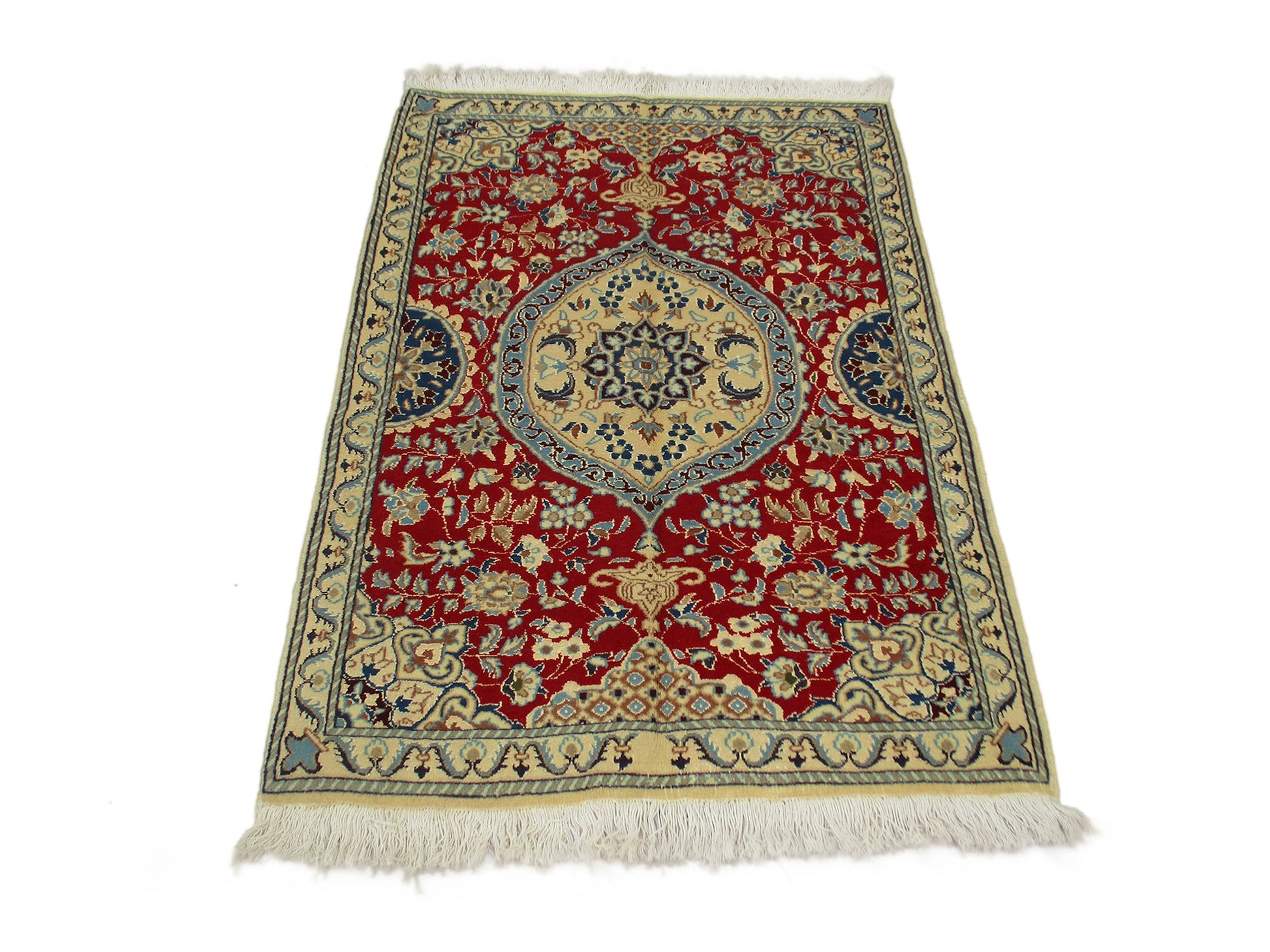 3 x 4 Feet Red Beige Turkish Caucasian Rug | Hand Woven Area Rug | Oriental Persian Rug | Living Room Rug | Accent Floral Pattern Wool Rug