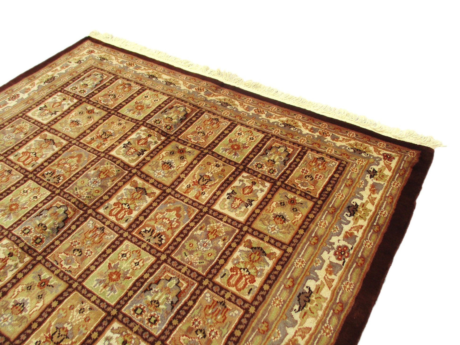 4 x 6 Brown Silk Wool Soft Pile Area Rug | Hand Woven Vintage