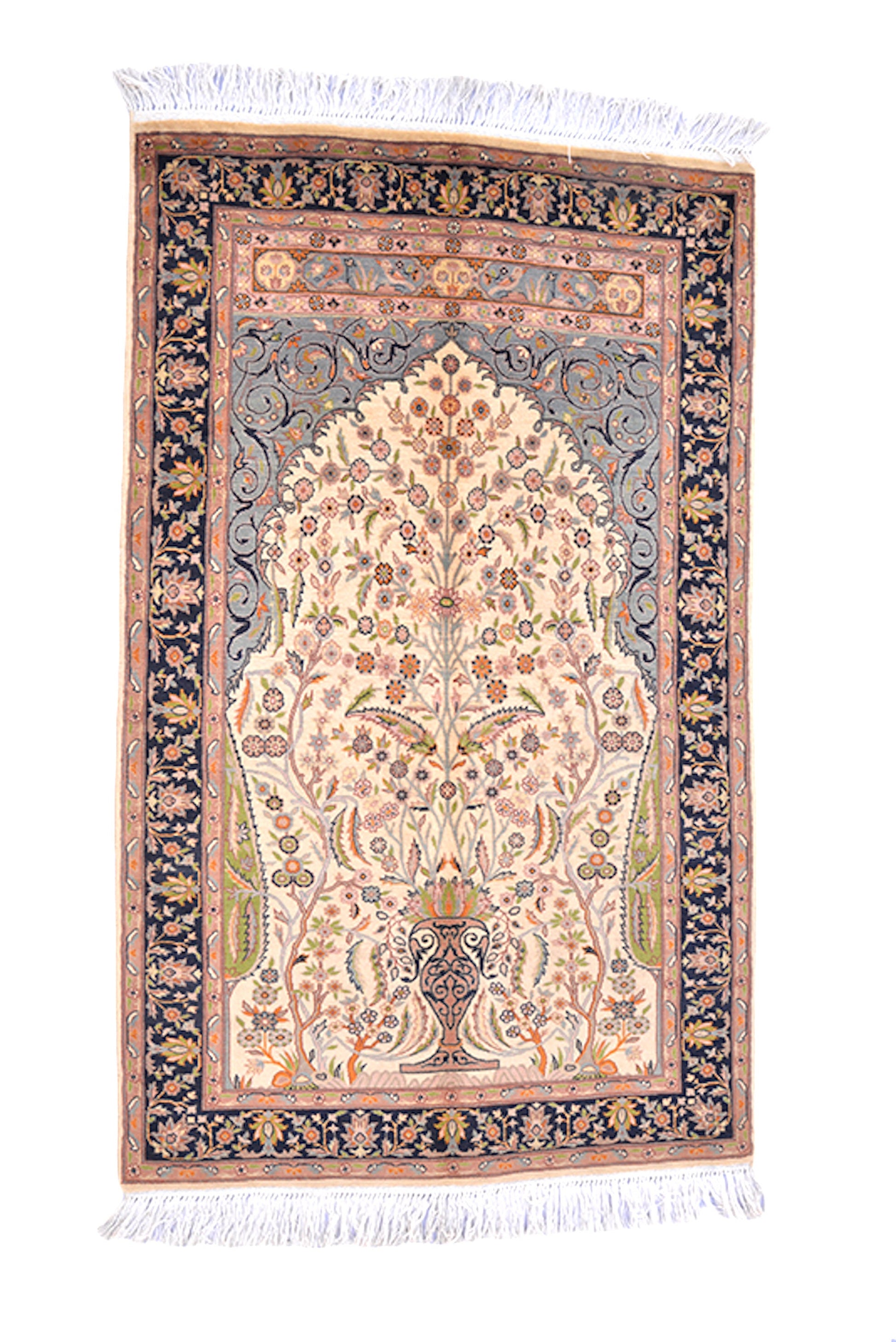 Beige Antique Rug | 3 x 5 Ft Area Rug | Vintage Tree of Life Beige Rug | Floral Landscape Rug | Oriental Rug