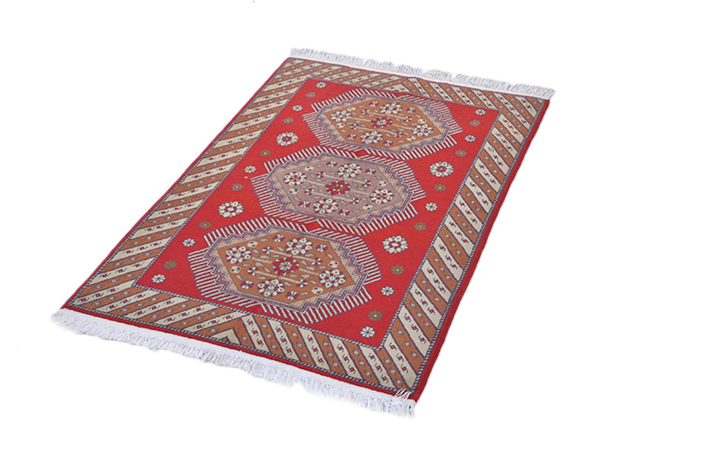 3 x 4 Feet Red Brown Turkish Caucasian Rug | Hand Woven Area Rug | Oriental Persian Rug | Living Room Rug | Accent Floral Pattern Wool Rug